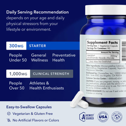 TRU NIAGEN Patented NAD Supplement for Brain Function, Anti Aging & Cell Regeneration, 300mg Niagen, 90 Servings | Supports Cellular Energy, Muscle | Nicotinamide Riboside (NR) Take 1 Daily | 1 Bottle TRU NIAGENUS supplements