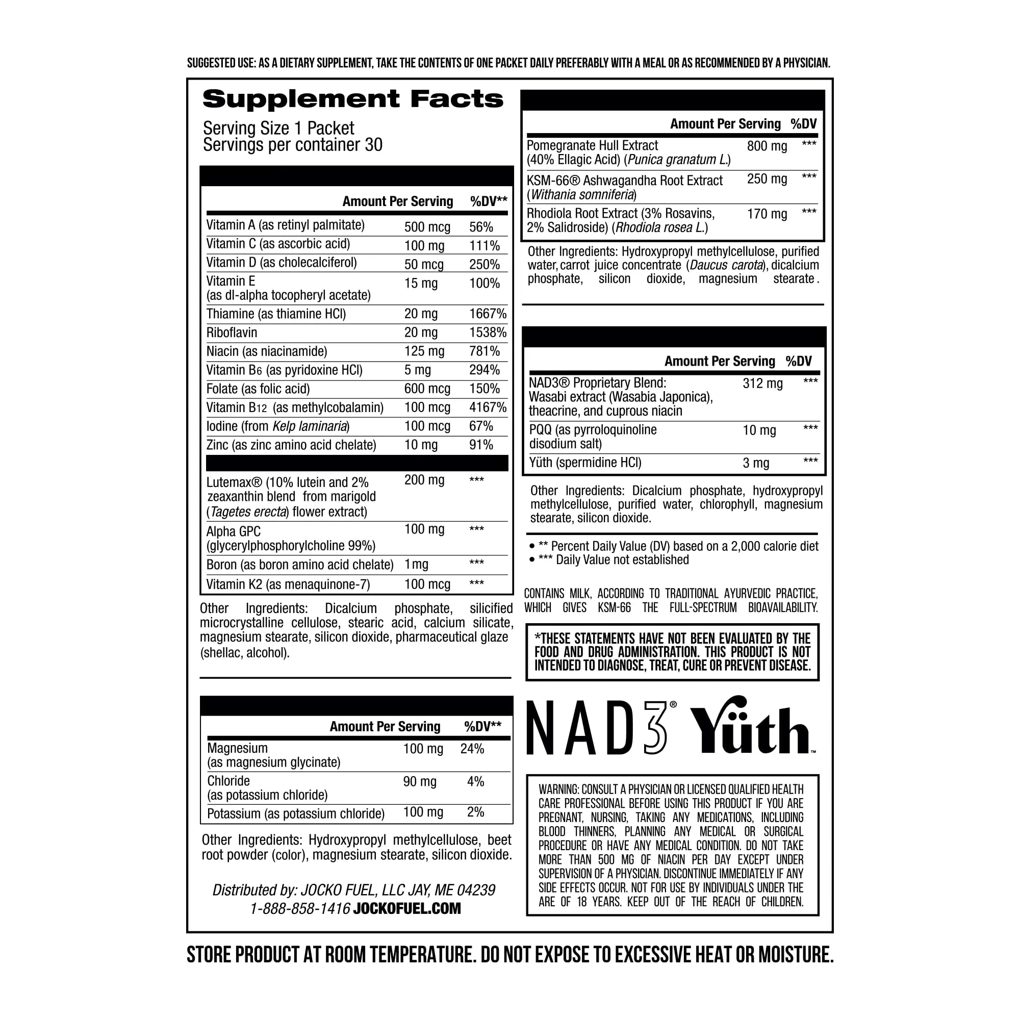 Jocko Fuel TIME WAR - Multivitamin for Men & Women. NAD Supplement for Healthy Aging, Heart, Bone, & Eye Health. Essential Vitamins and Minerals Jocko FuelAu supplements