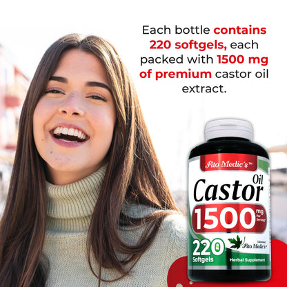 Lab | castor oil pills |220 softgels |1500 mg| castor oil capsules | castor oil capsules organic FITO MEDIC'SUS supplements