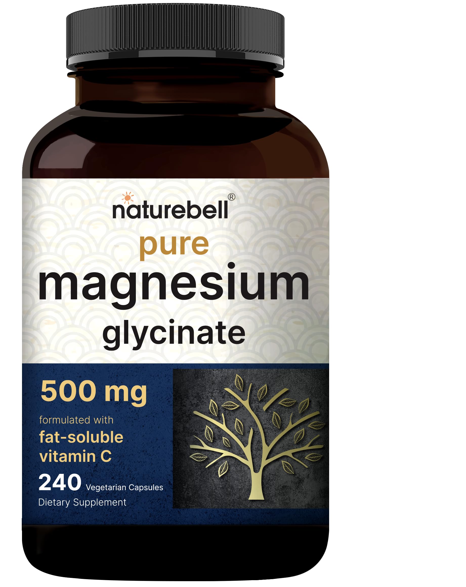 Naturebell Pure Magnesium Glycinate 500mg, 240 Veggie Capsules | 100% Chelated & Purified – 3rd Party Tested, Vegan Friendly, Non-GMO, Fiiler Free NatureBellAu supplements