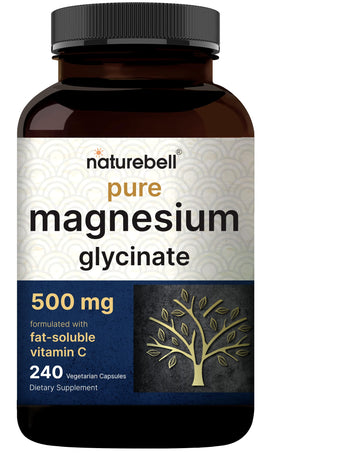 Naturebell Pure Magnesium Glycinate 500mg, 240 Veggie Capsules | 100% Chelated & Purified – 3rd Party Tested, Vegan Friendly, Non-GMO, Fiiler Free NatureBellAu supplements