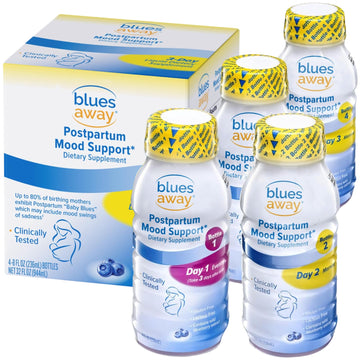 Blues Away Postpartum Mood Support Drink - Breastfeeding Friendly Postnatal Hormone Balance for Women - 3-Day Liquid Dietary Stress Support Shake [4 Bottles] Blues AwayAu supplements