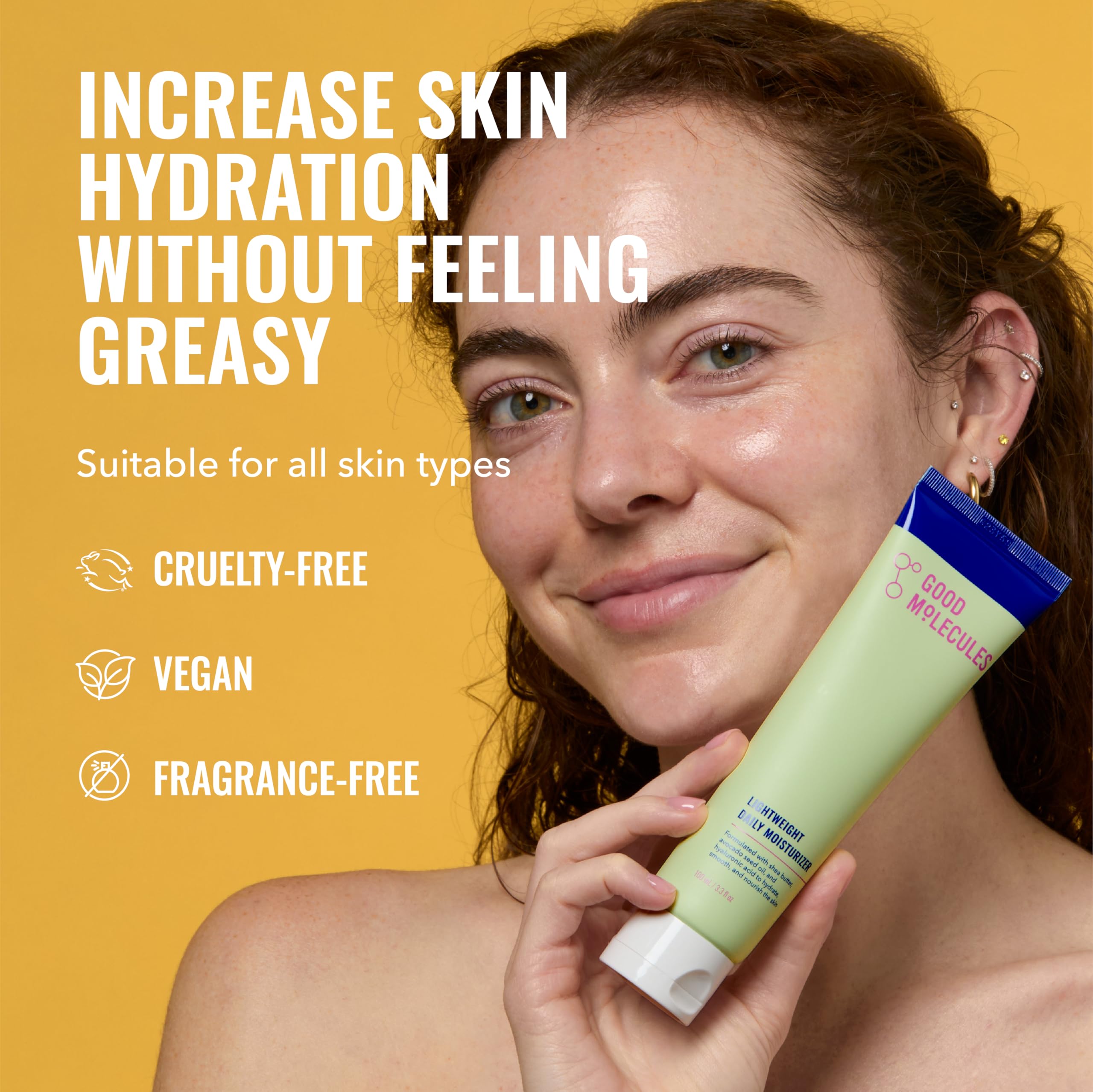 Good Molecules Lightweight Daily Moisturizer Face Cream – 100 ml / 3.38 fl oz - Non-Greasy Facial Moisturizer