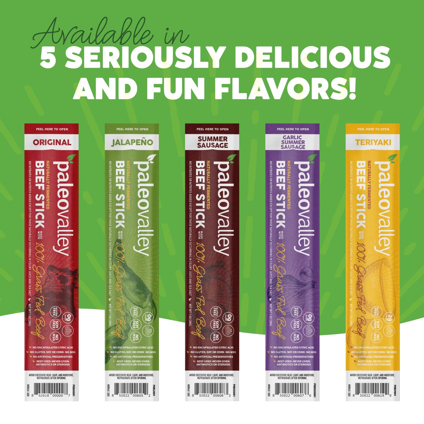 Paleovalley 100% Grass Fed Beef Sticks - Delicious Gluten Free Beef Snack - High Protein Keto Friendly, 50 Count Variety Pack PaleovalleyUS supplements