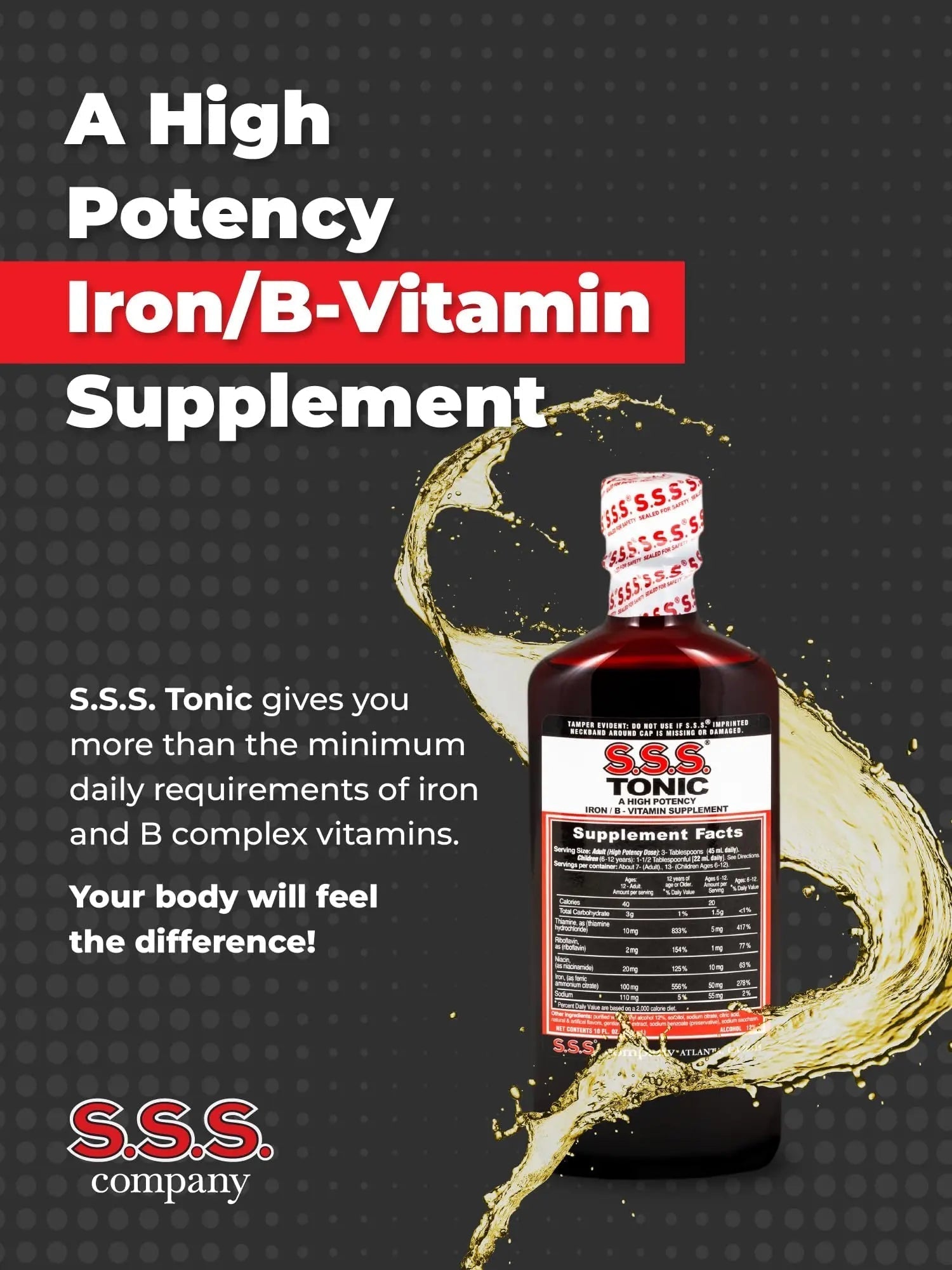 S.S.S. Tonic, Iron and Vitamin B Supplement, High Potency Vitamins, Bottle,10 Fl Oz (Pack of 1) S.S.S. CO.Au supplements