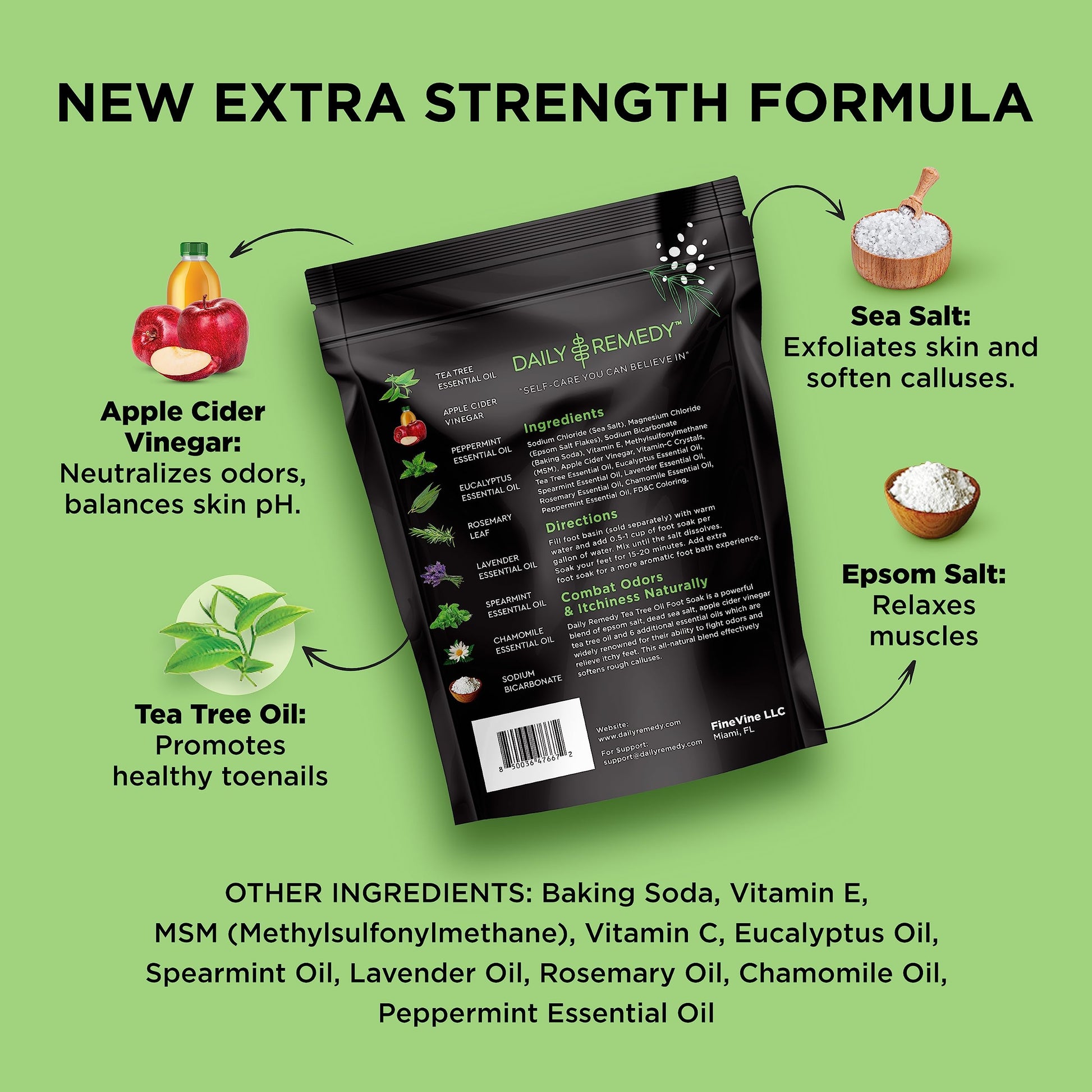 EXTRA STRENGTH Tea Tree Oil Foot Soak with Epsom Salt - Made in USA - for Toenails DAILY REMEDYUS supplements