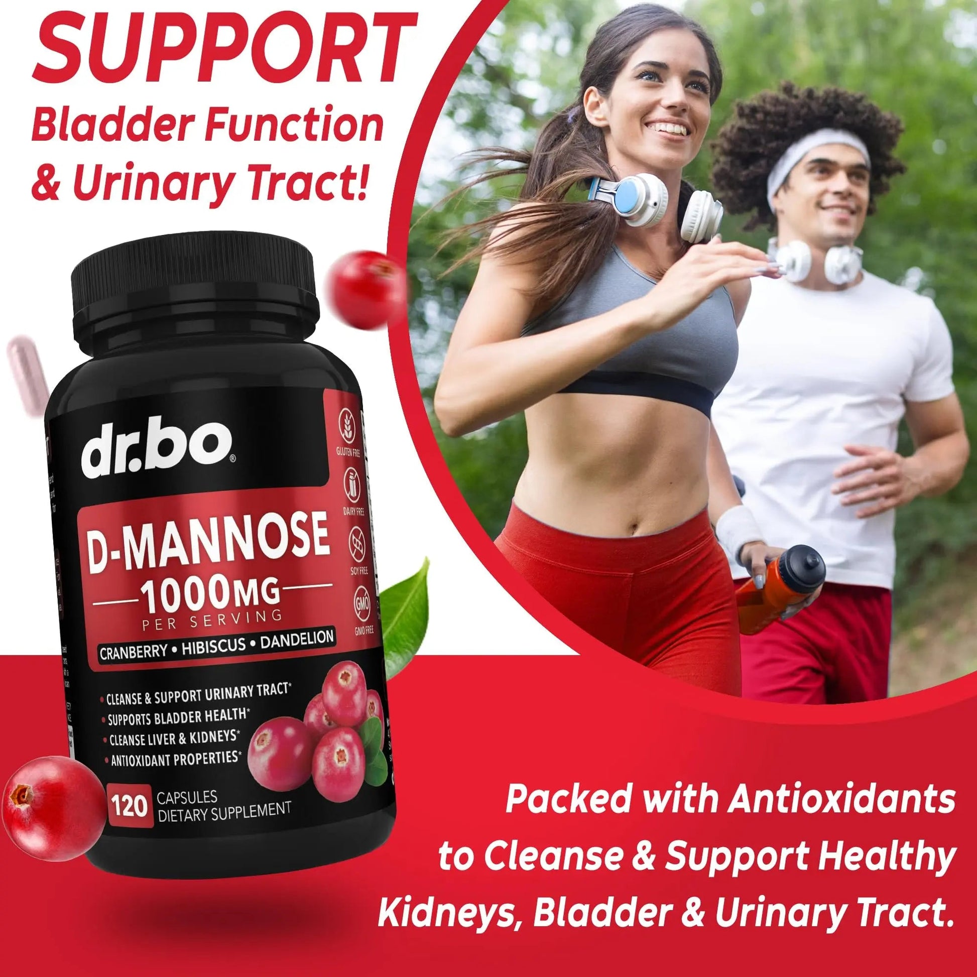 D Mannose Supplements for Women Pills - Natural D-Mannose 500mg Capsules, Cranberry DMannose Pills 1000mg Per Serving - Bladder Flush & Urinary Tract Cleanse Health Supplement - 120 Veg Capsules DR. BOAu supplements