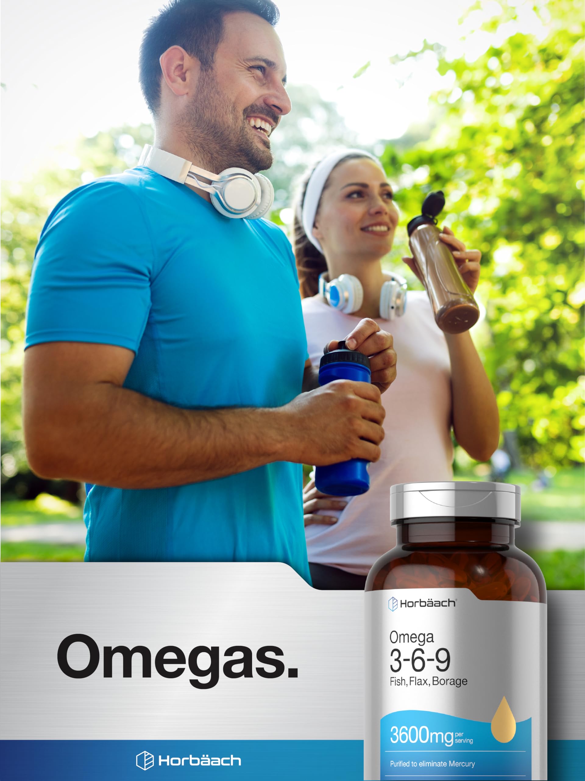 Triple Omega 3-6-9 240 Softgels | from Fish, Flaxseed, Borage Oils | Non-GMO & Gluten HorbäachAu supplements