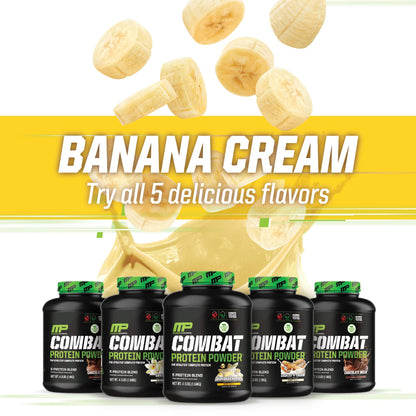 MusclePharm Combat Protein Powder, Banana Cream - 4 lb - Gluten Free - 52 Servings Muscle PharmUS supplements
