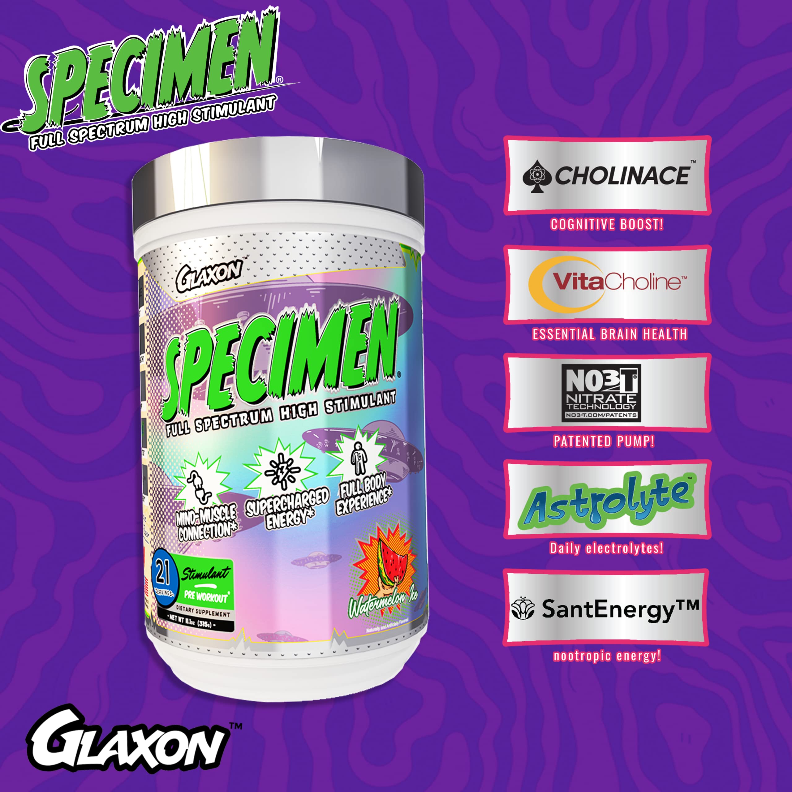 Glaxon Specimen High Stimulant Pre Workout Powder, Preworkout with 300mg Caffeine GlaxonAu supplements