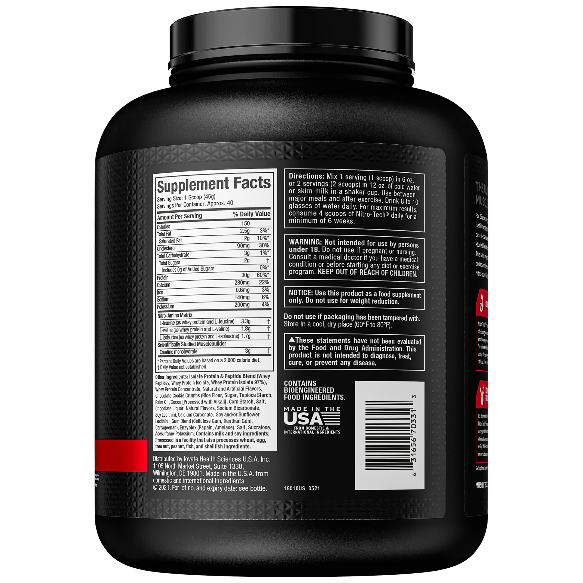 Whey Protein Powder MuscleTech Nitro-Tech Whey Protein Isolate & Peptides Protein MuscletechUS supplements