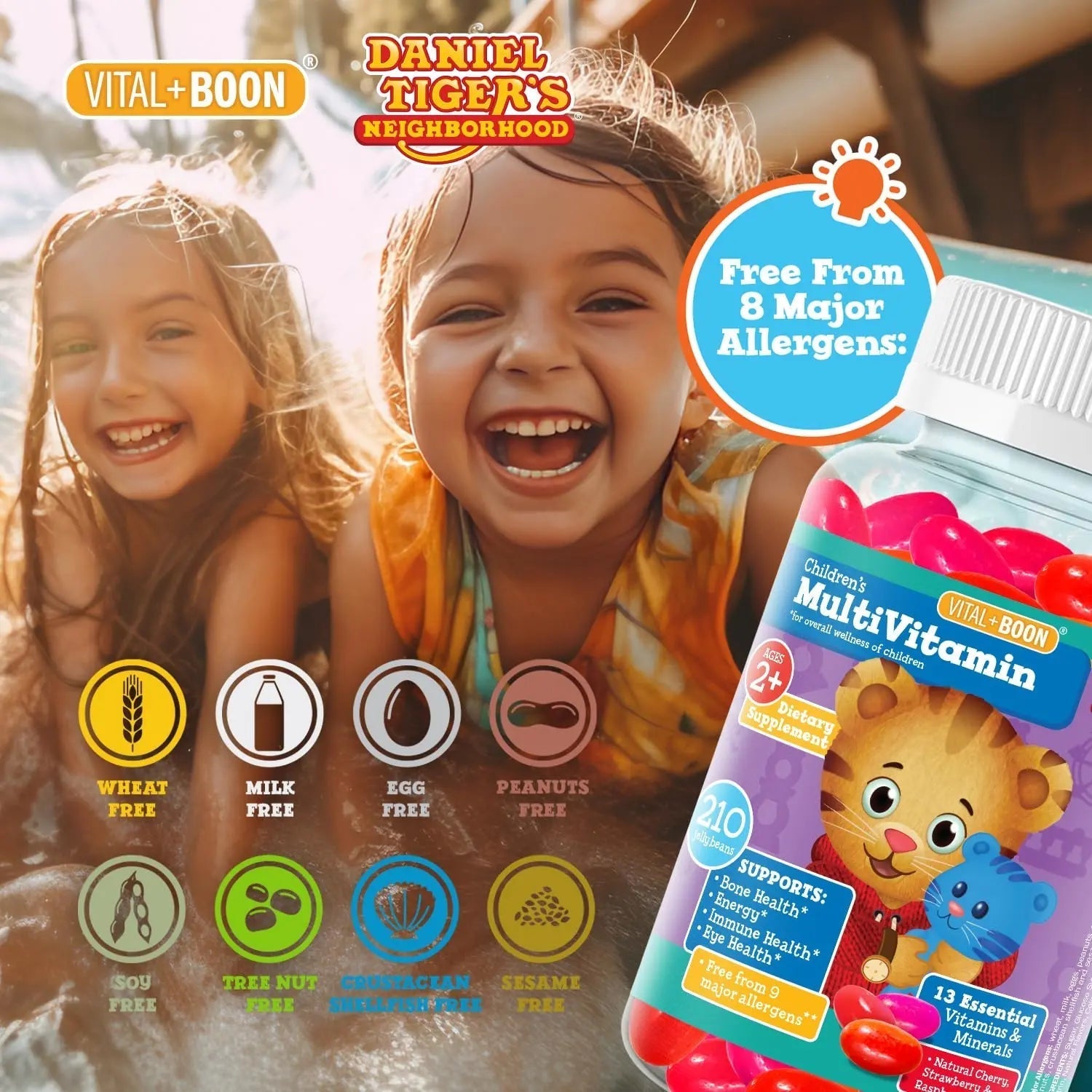 Daniel Tiger - Kids Multivitamin Jellybeans (210 Jellybean Bottle) Toddler 2+ & Kids Vitamins - 13 Essential Vitamins & Minerals to Support Bone Health Vital+BoonAu supplements
