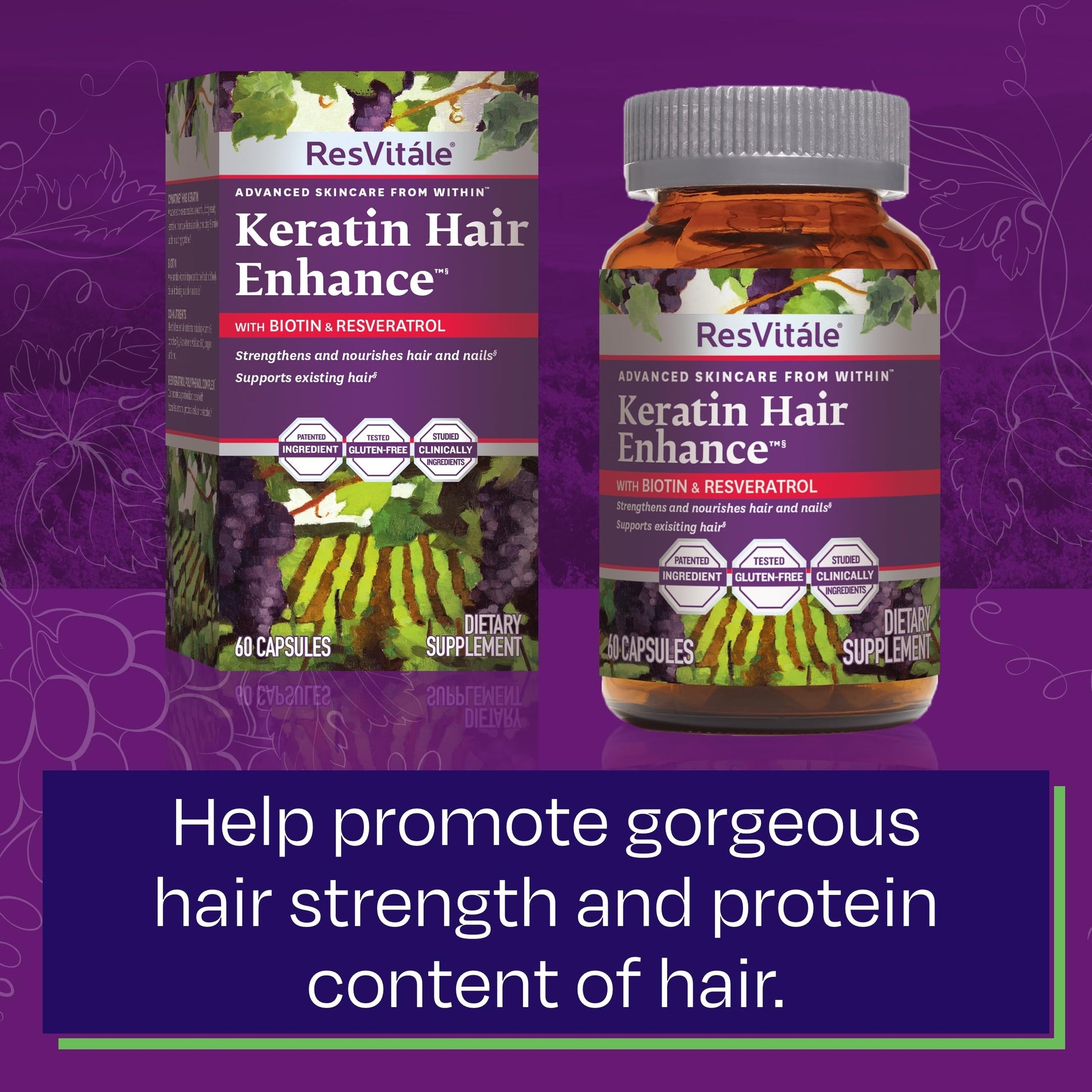 ResVitále Keratin Hair Enhance - Keratin Supplement for Hair Growth - 60 Capsules ResVitaleAu supplements