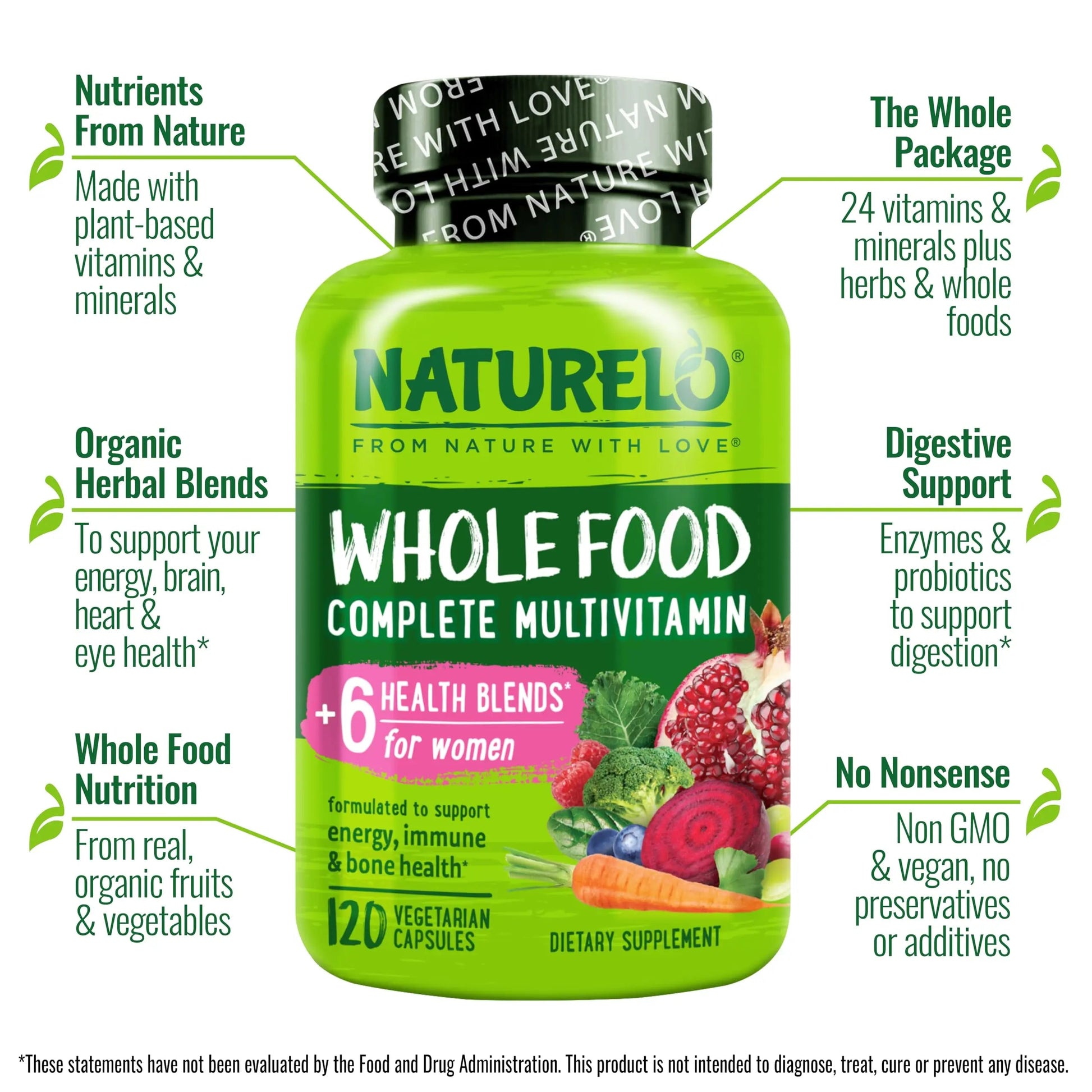 NATURELO Whole Food Multivitamin for Women - 120 Capsules and Whole Food Multivitamin for Men - 120 Capsules Bundle NATURELOAu supplements