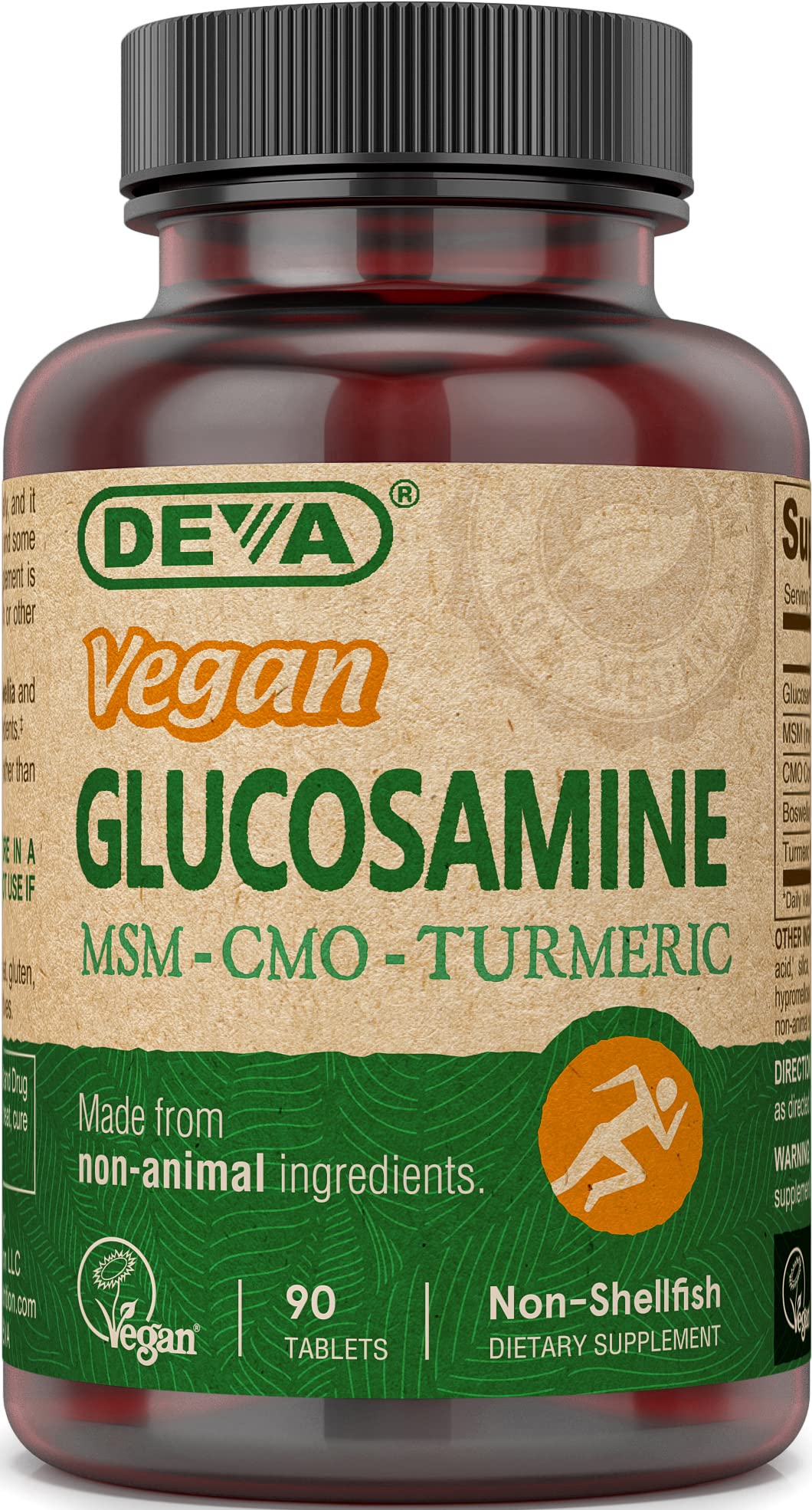 Deva Vegan Glucosamine-MSM-CMO & Turmeric Supplement - Gluten Free Plant Based Nutritional Supplement - 90 Tablets, 1-Pack DEVAAu supplements
