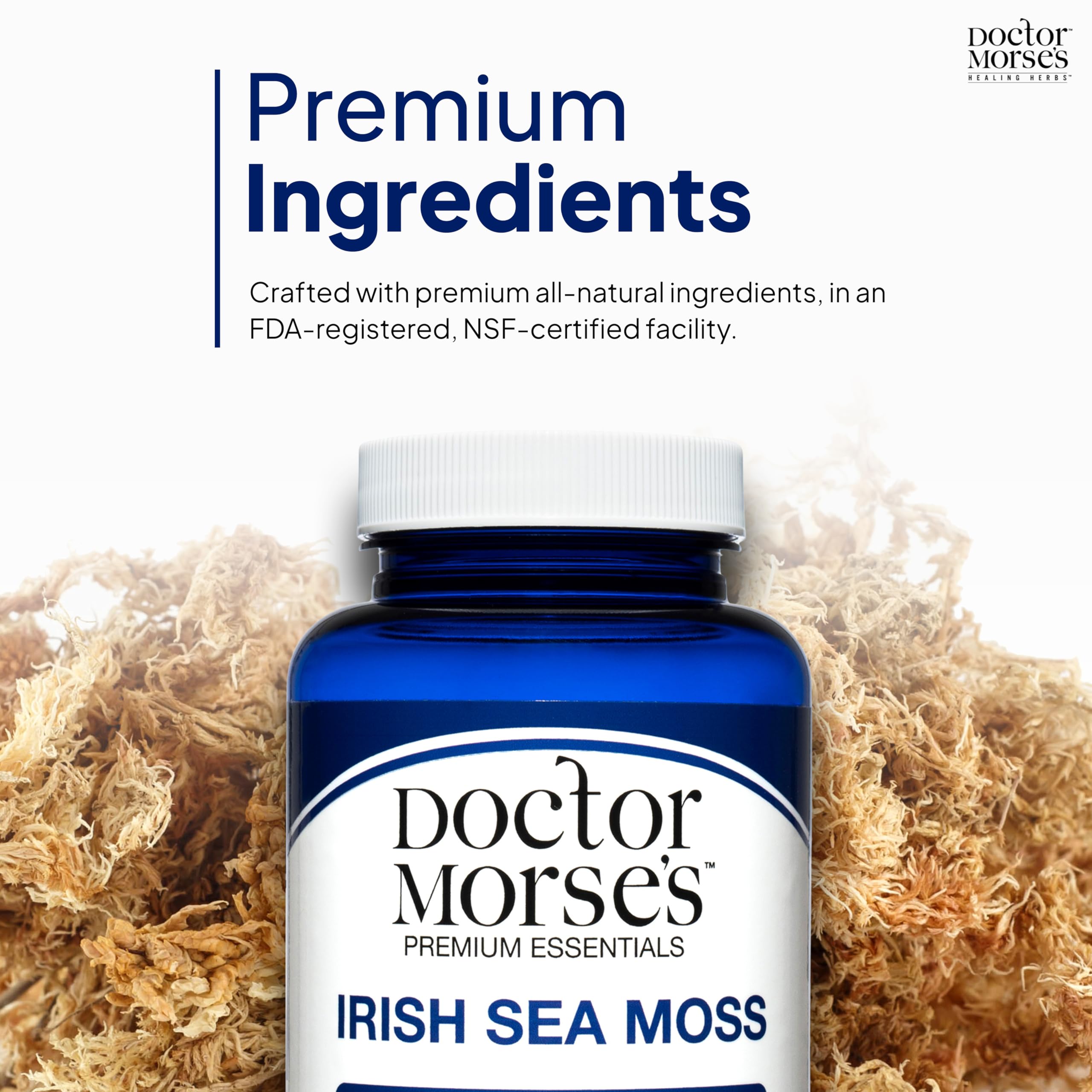 Irish Sea Moss Advanced Supplement Capsules 1500mg, Ultra Potent Seamoss Advanced with Bladderwrack & Burdock Root, Made in FDA-Registered, NSF-Certified Facility, Overall Health Support, 90 Capsules Doctor Morse'sAu supplements