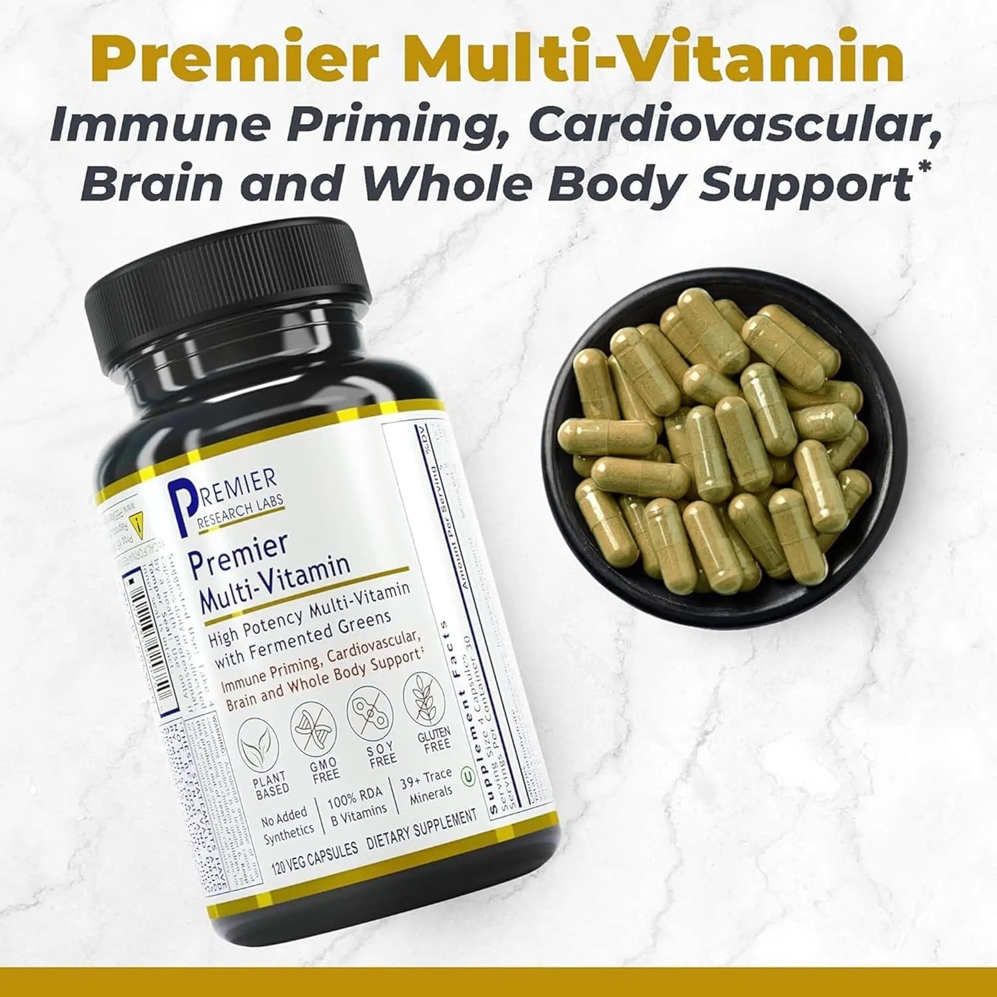 Premier Research Labs Multi-Vitamin - Immune, Brain & Heart Support | with Prebiotics and Postbiotics | Vegan Capsules for Men & Women Premier Research LabsAu supplements