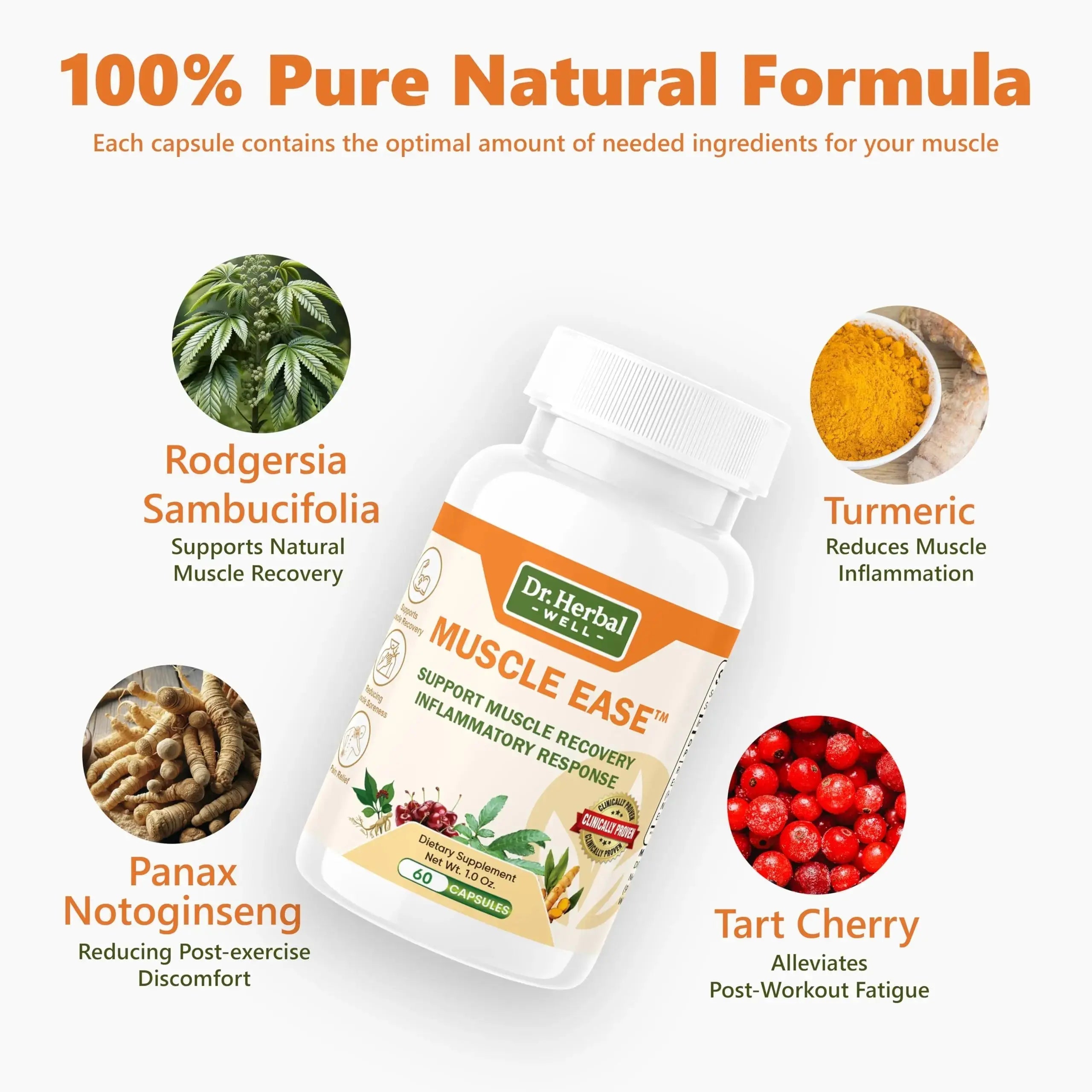 DR.HERBAL WELL Muscle Ease - Joint, Muscle & Nerve Support Fast Acting Relax Comfort Recovery Natural Herbal Supplement - (60 Capsules) MAX-Strength DR. HERBAL WELLAu supplements
