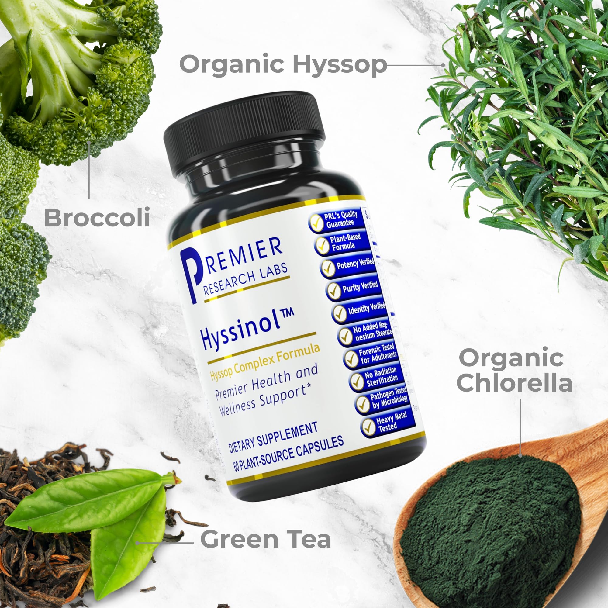 Premier Research Labs Hyssinol - Hyssop Herb, Hyssop Capsules, Wellness Pills with Organic Hyssop Dry Herb, Dietary Supplement with Green Tea, Antioxidant Support - 60 Vegetarian Capsules Premier Research LabsAu supplements