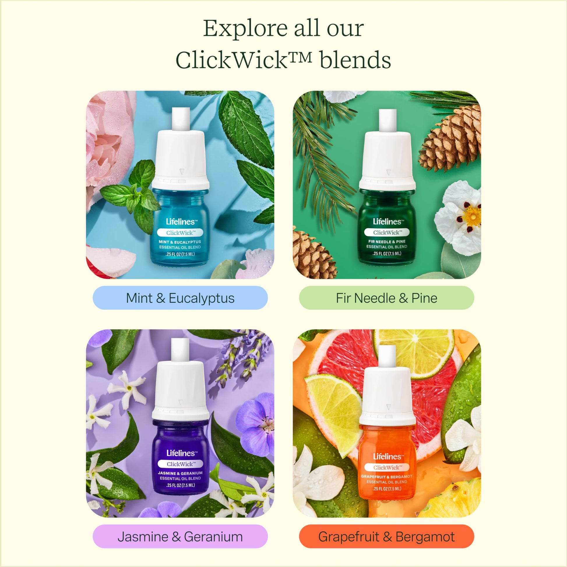 Lifelines ClickWick Essential Oil Blend 2-Pack: in Bloom and Citrus Grove, for Lifelines ClickWick Essential LifelinesAu supplements