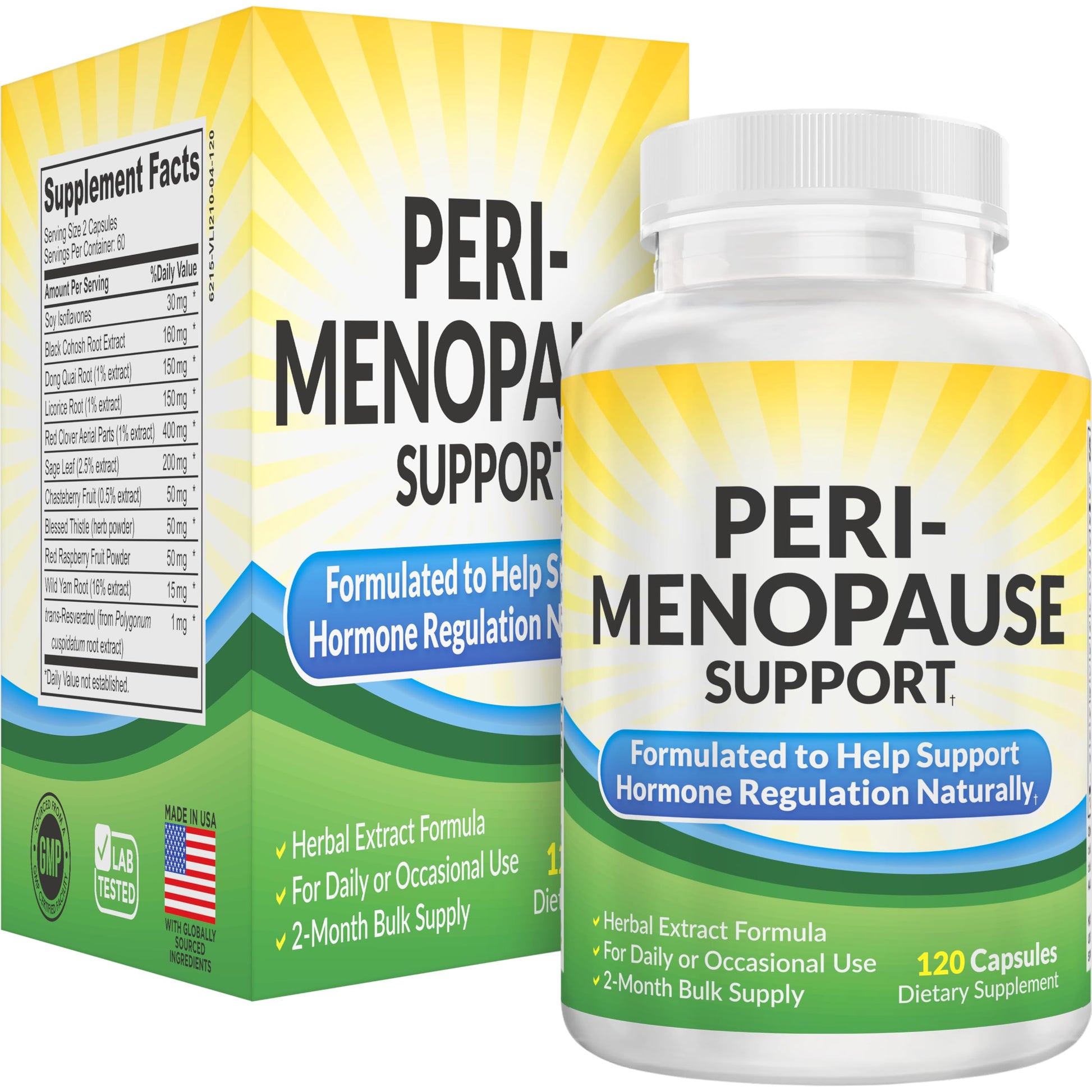 Perimenopause Support (2-Month) Supplement Blend | Women's Health & Hormone Support with 11 Herbs & Extracts | Female Hormonal Balance Supplements | 60-Day Bulk Supply | 120 Capsules Elevate Recovery SupplementsAu supplements
