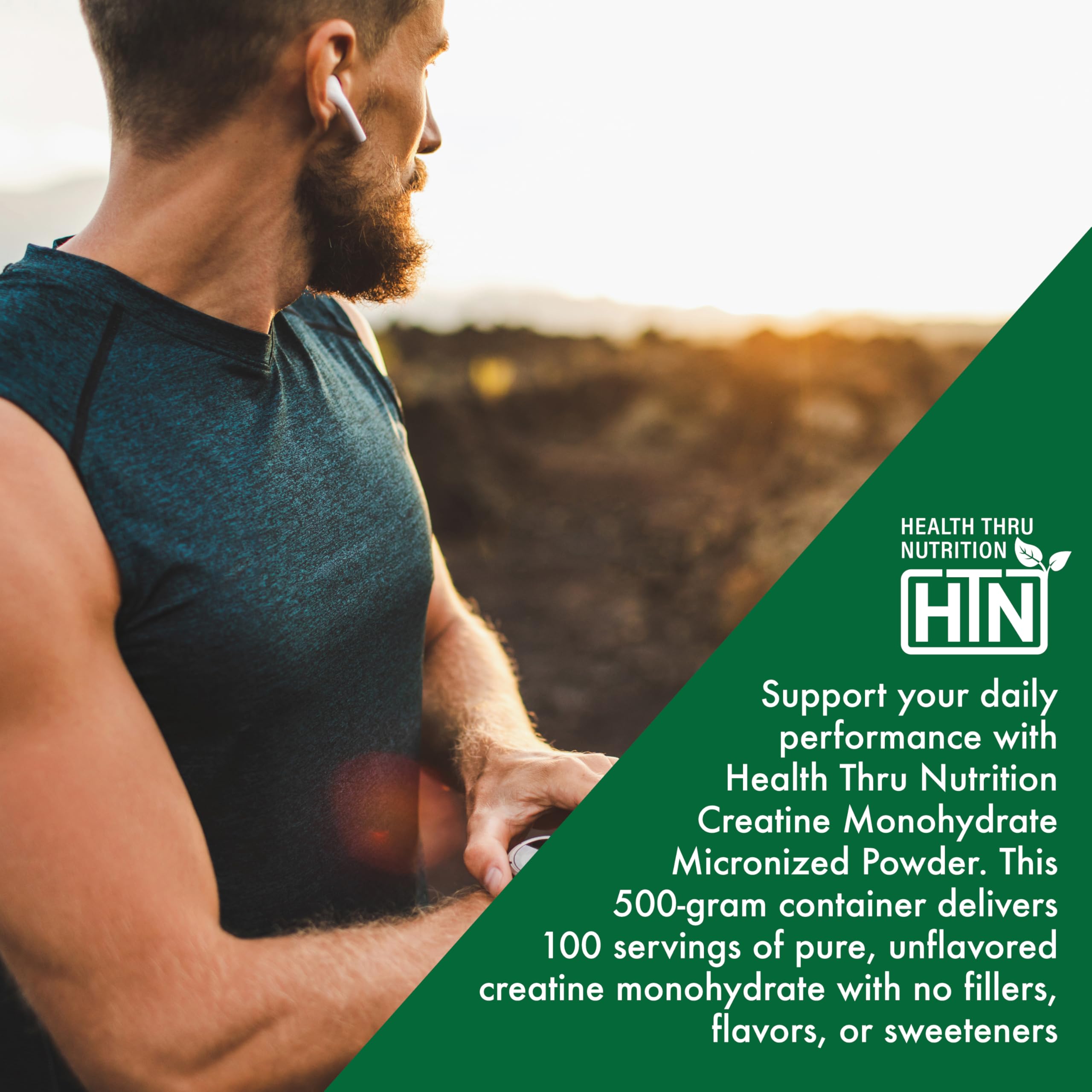 Health Thru Nutrition Creatine Monohydrate Micronized Powder – 500g Pure Unflavored – 5g Per Scoop – Workout Support, Muscle Fuel and Recovery Bulk Supplement | Non-GMO, Vegan Health Thru NutritionAu supplements