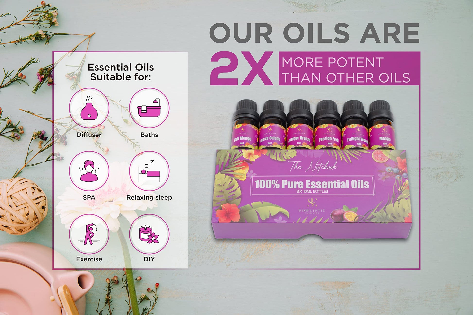 Simplistic Elegance Essential Oils Set - Top 6 Natural Aromatherapy Oils for Diffusers Humidifier Massage Simplistic EleganceAu supplements