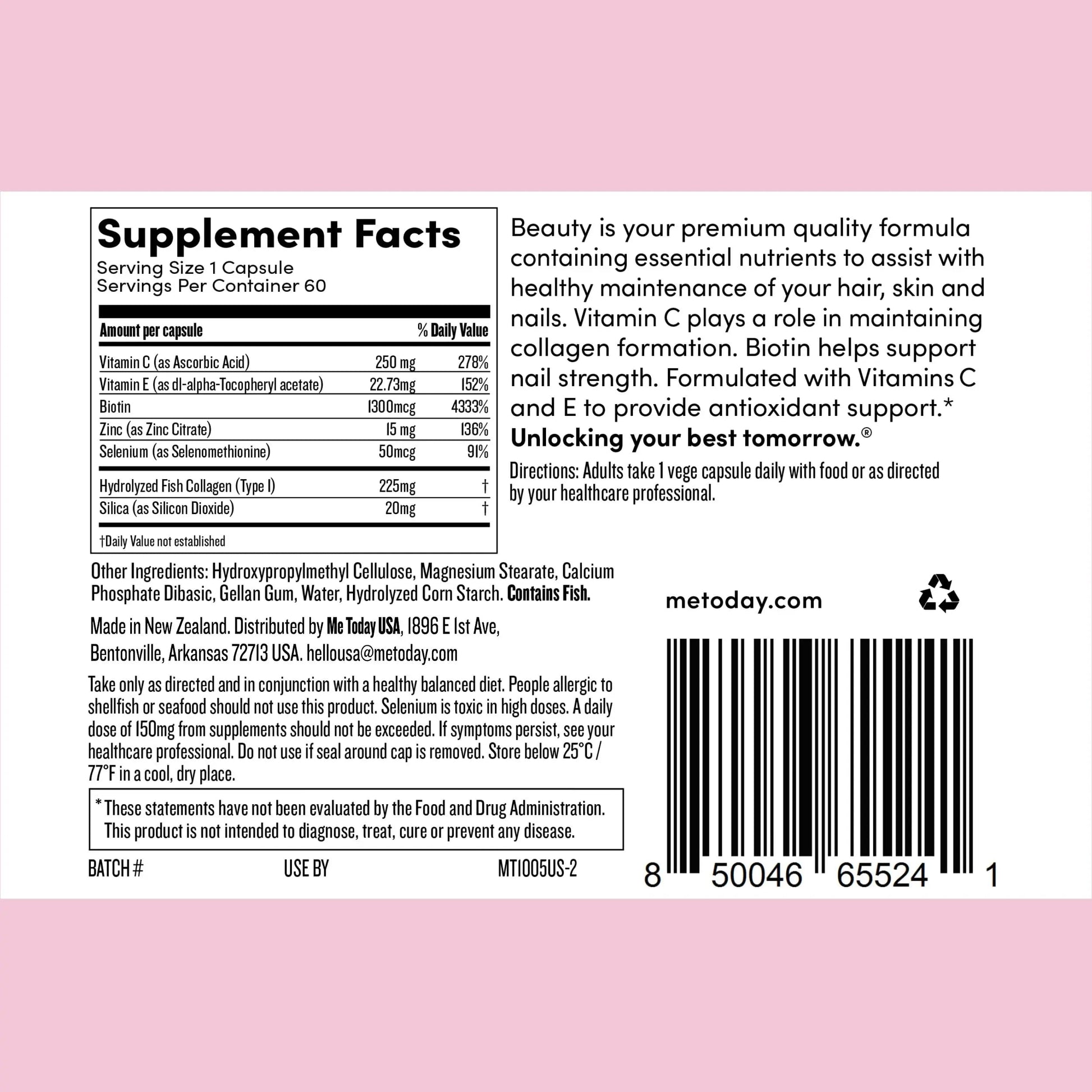 me today Beauty Supplement Hair, Skin and Nails, Vitamins for Women and Men – with Biotin, Collagen, Vitamin C me todayAu supplements