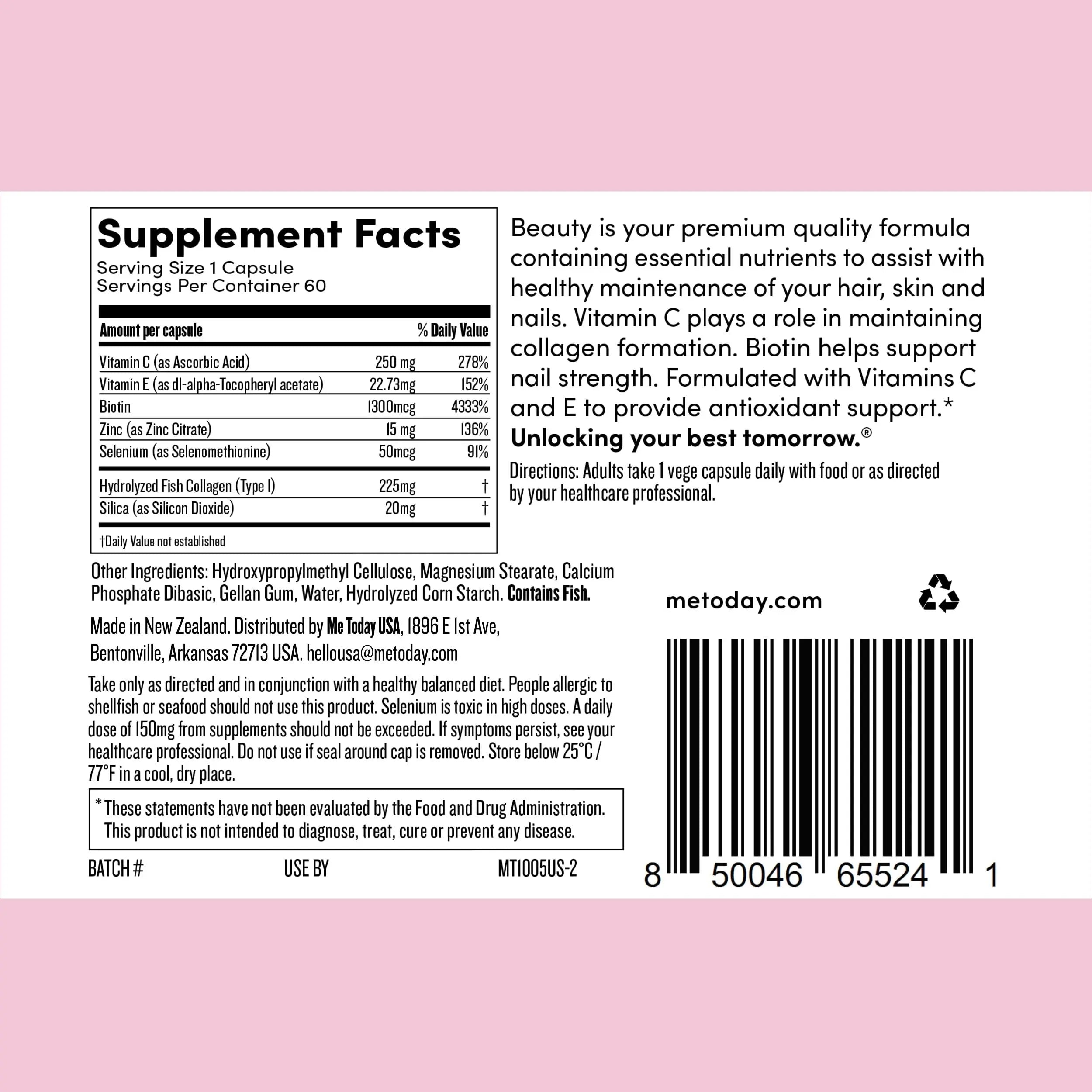 me today Beauty Supplement Hair, Skin and Nails, Vitamins for Women and Men – with Biotin, Collagen, Vitamin C me todayAu supplements