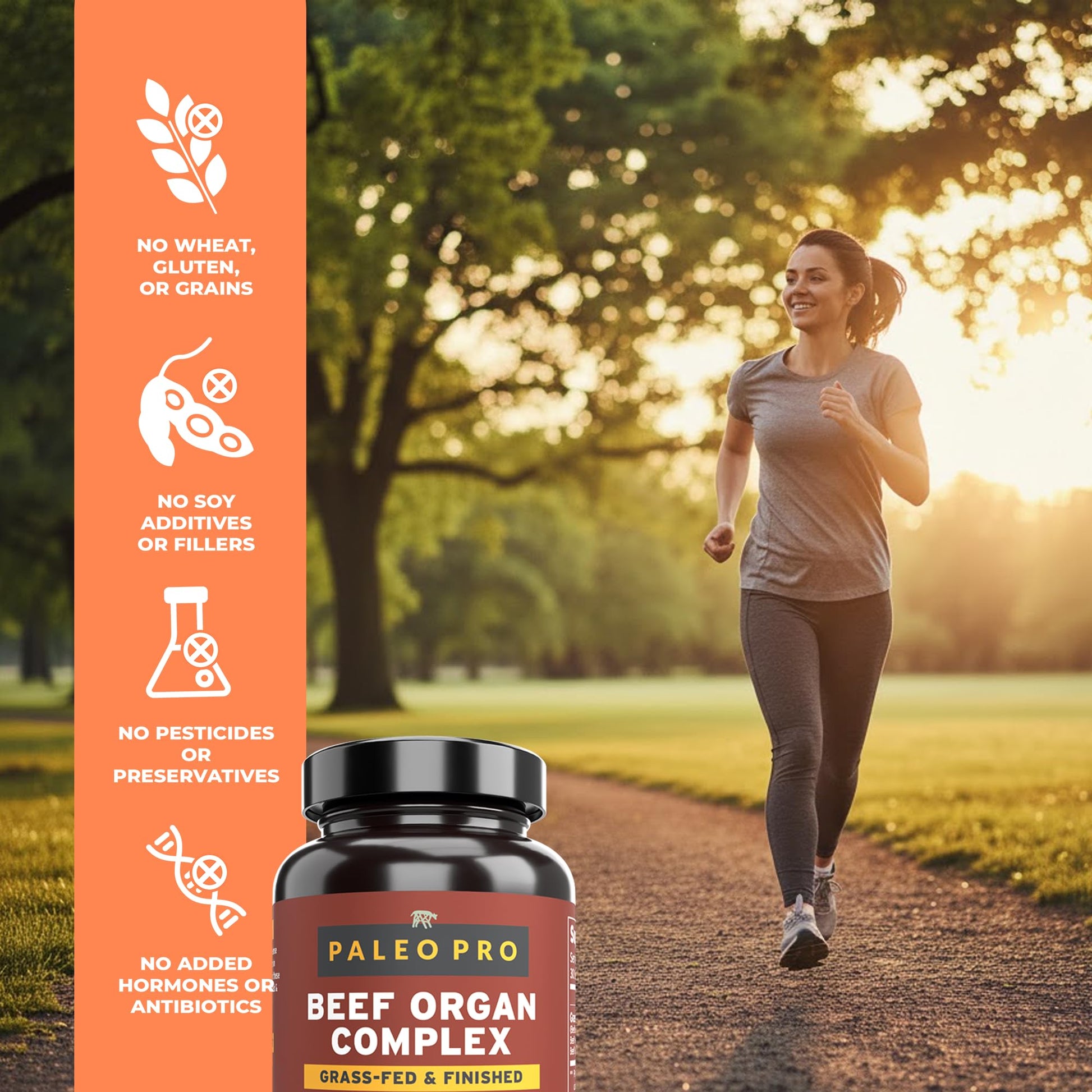 Paleo Pro O.G. Blend Premium Beef Organs Capsules, Kidney, Heart, Liver, Spleen and Pancreas from Grass Fed & Pastured Cows, Dietary Supplement, No GMO, 180 Capsules (Beef Organ Complex) Paleo ProAu supplements