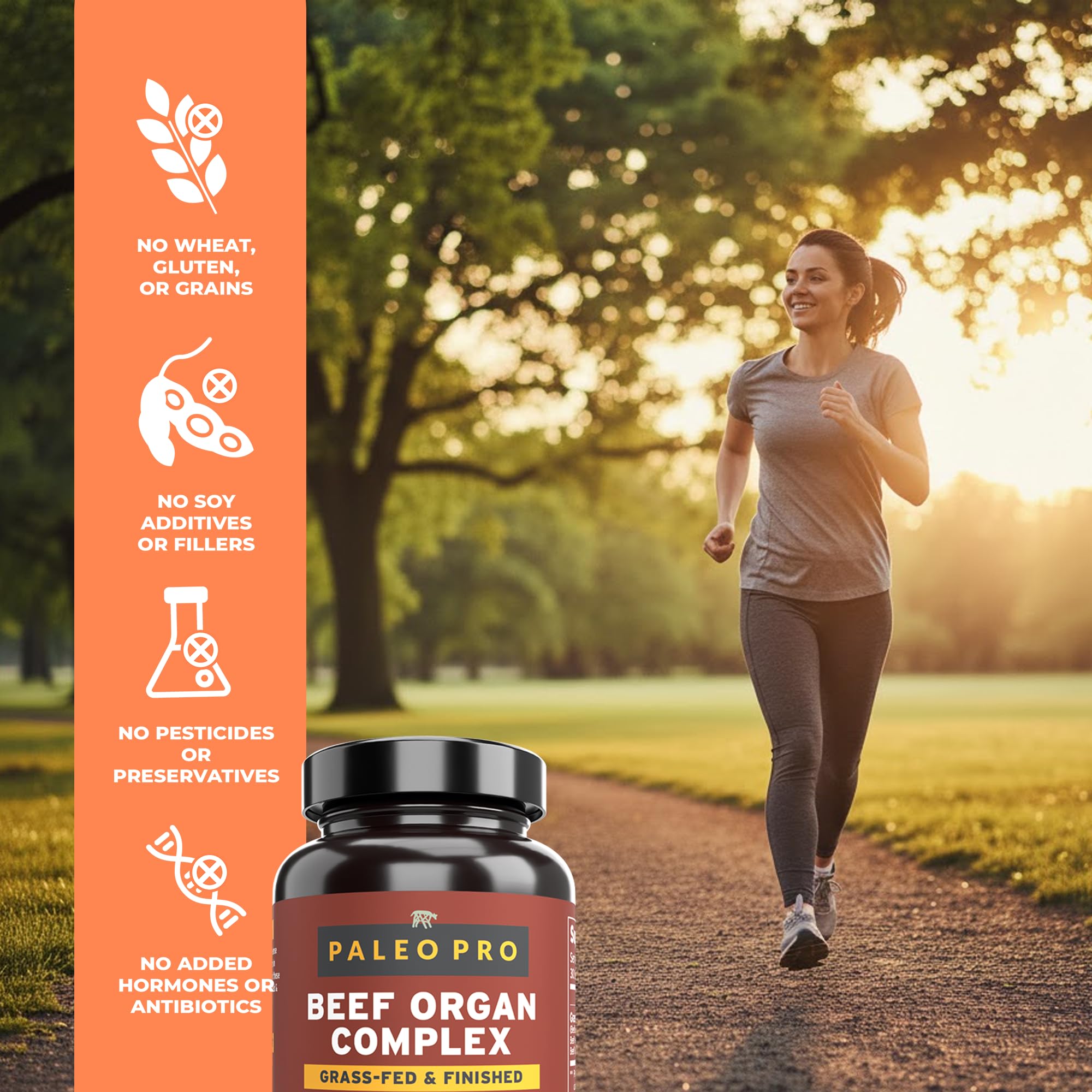Paleo Pro O.G. Blend Premium Beef Organs Capsules, Kidney, Heart, Liver, Spleen and Pancreas from Grass Fed & Pastured Cows, Dietary Supplement, No GMO, 180 Capsules (Beef Organ Complex) Paleo ProAu supplements