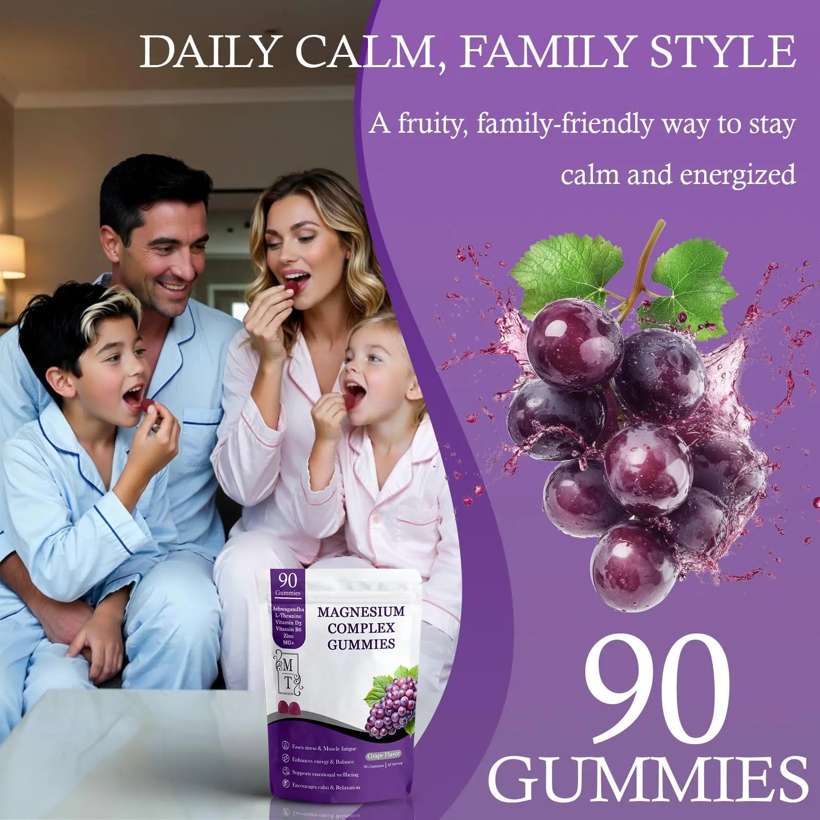 MATOP Magnesium Complex for Women Gummies - 8 in 1 Triple Magnesium Complex (Glycinate, Malate, Citrate) with L-Theanine, Ashwagandha, Vitamin D3, B6 & Zinc - Stress, Calm & Focus - 90 Vegan Gummies MATOPnz supplements