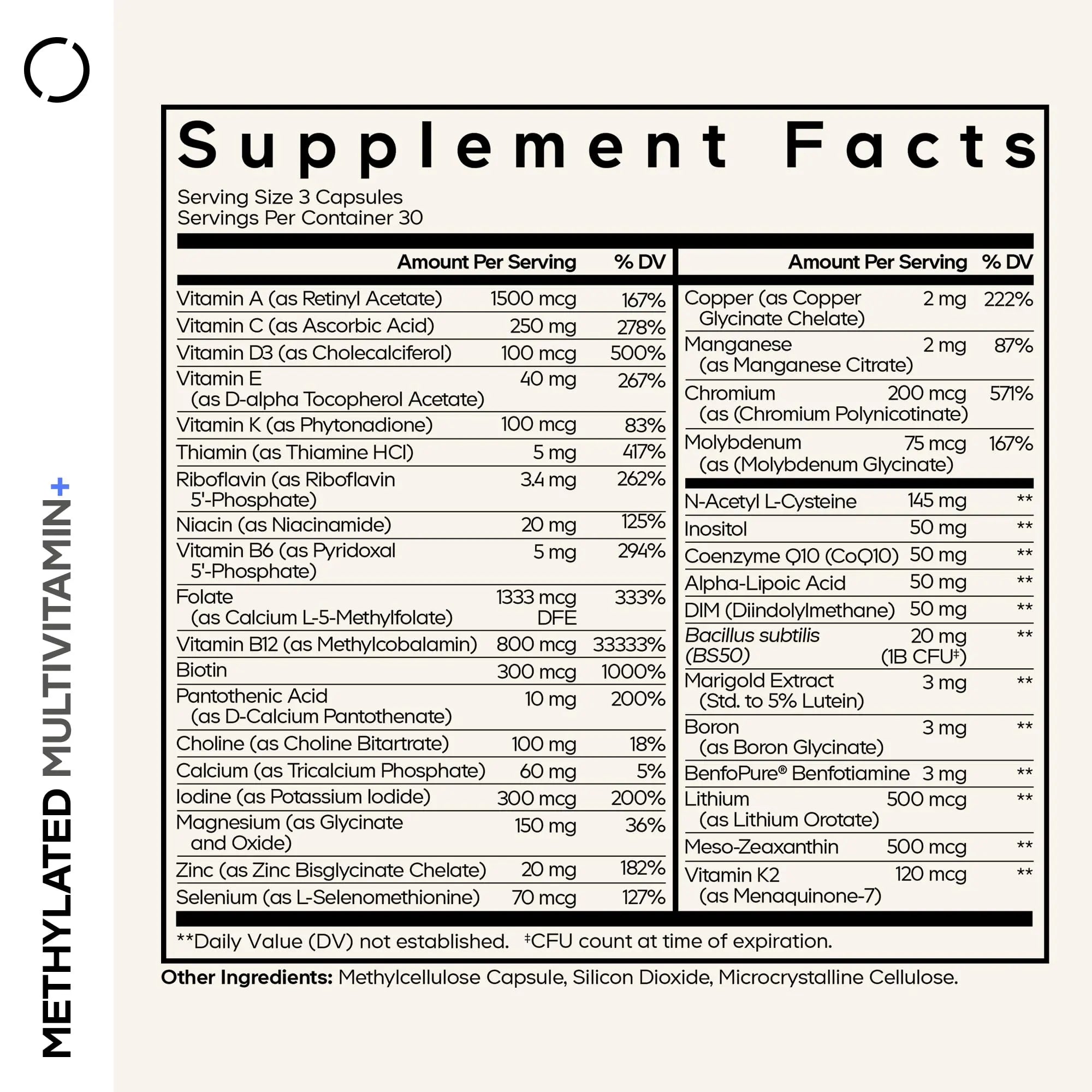 Codeage Methylated Multivitamin Supplement - B-Vitamin, Vitamins A, C, D, E, K2, B12 Methylcobalamin - L-Methylfolate - Magnesium, CoQ10, DIM, Probiotics CodeageAu supplements