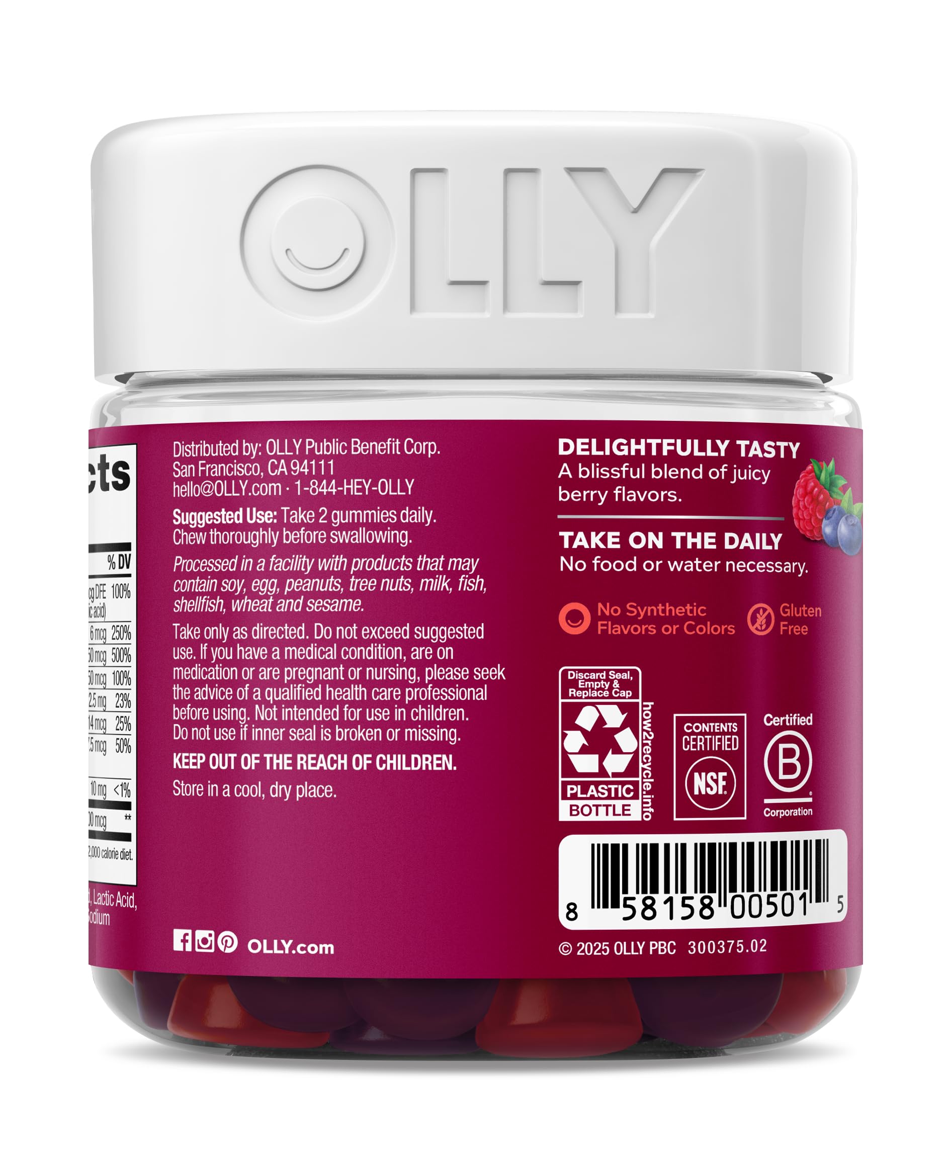 OLLY Women's Multivitamin Gummy, Vitamins A, D, C, E, Biotin, Folic Acid, Adult Chewable Vitamin, Berry Flavor OLLYAu supplements