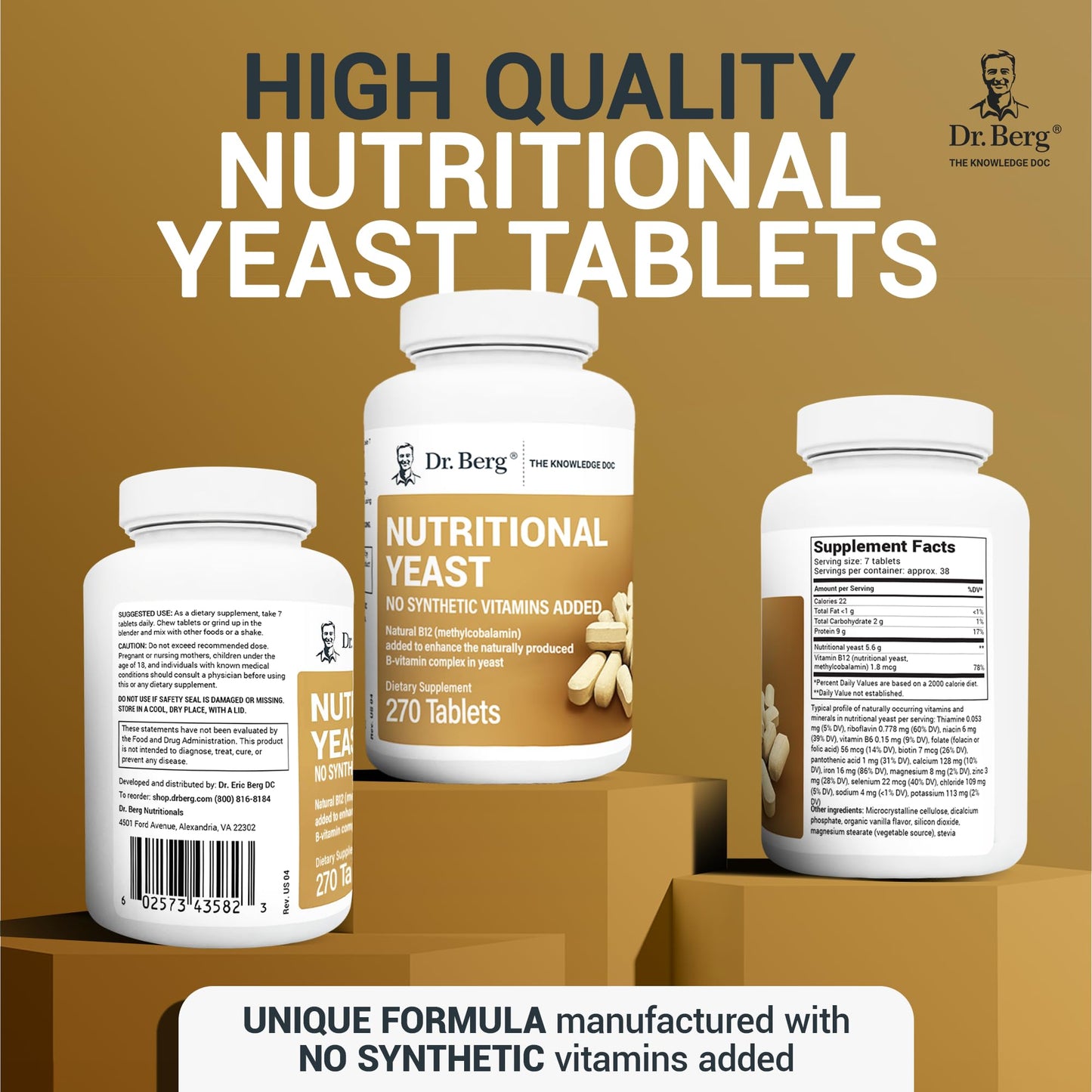 Dr. Berg Nutritional Yeast Tablets – Natural B12 Added - All 8 B Vitamin Complex – Organic Dr. Berg NutritionalsUS supplements