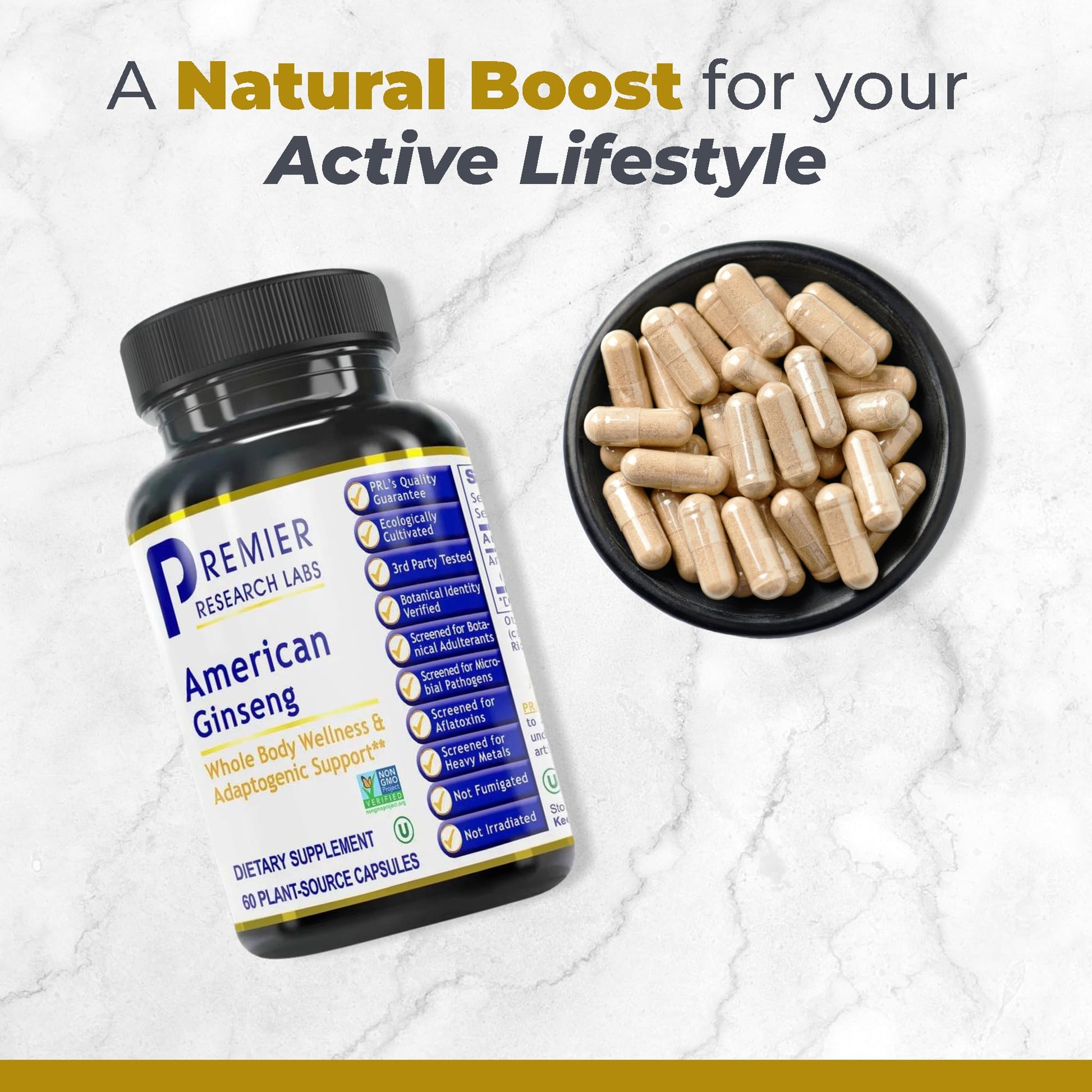 Premier Research Labs American Ginseng Supplement - American Ginseng Capsules, Herbal Ginseng Root Pills, North American Ginseng Herb Extract, Calming Energy Supplement - 60 Plant-Based Capsules Premier Research LabsAu supplements