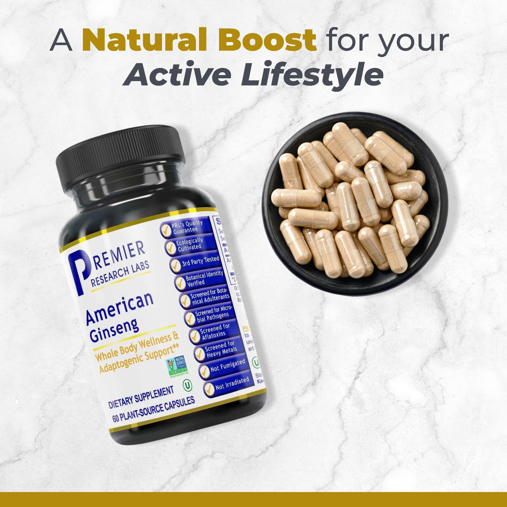 Premier Research Labs American Ginseng Supplement - American Ginseng Capsules, Herbal Ginseng Root Pills, North American Ginseng Herb Extract, Calming Energy Supplement - 60 Plant-Based Capsules Premier Research LabsAu supplements