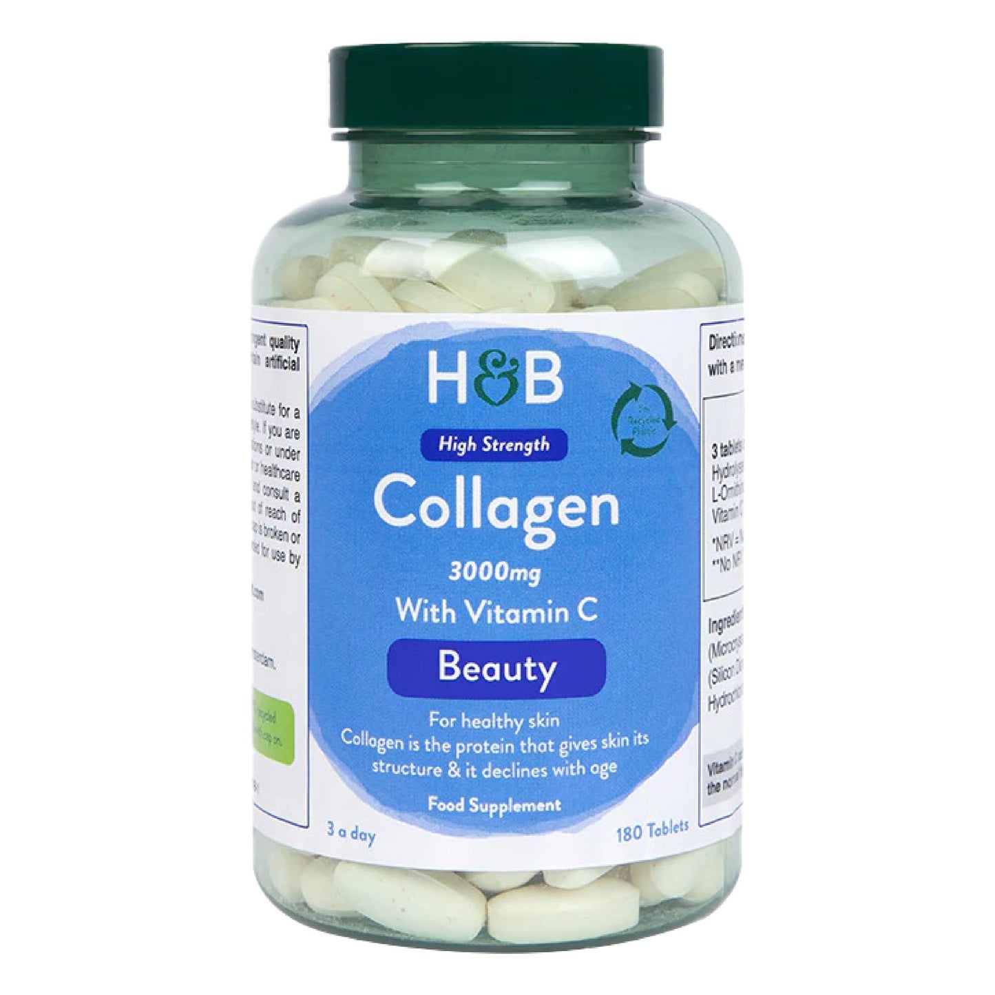 Holland & Barrett Bovine Collagen Tablet 3000mg - Type I Collagen Peptides - Hydrolysed Collagen with Vitamin C - Hair, Skin & Nails Holland & BarrettUS supplements