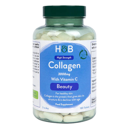 Holland & Barrett Bovine Collagen Tablet 3000mg - Type I Collagen Peptides - Hydrolysed Collagen with Vitamin C - Hair, Skin & Nails Holland & BarrettUS supplements