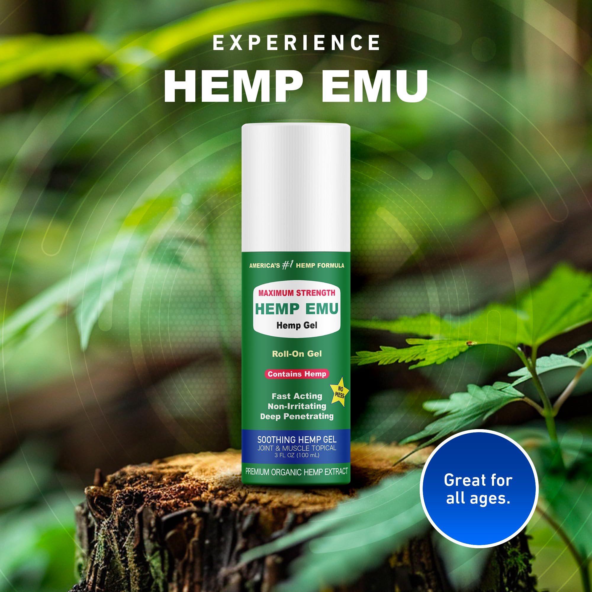 Hemp Emu - Hemp Roll On Gel - Muscle Rub for Back & Joint Discomfort - Soothing Gel with Organic Hemp Oil, Emu Oil, Menthol, Eucalyptus, Aloe Vera Hemp EmuAu supplements
