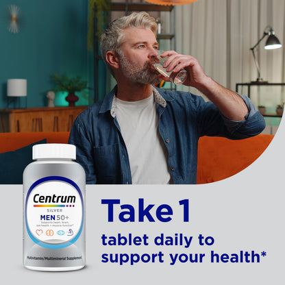 Centrum Silver Men's 50+ Multivitamin with Vitamin D3, B-Vitamins, Zinc for Memory and Cognition - 200 Tablets CentrumUS supplements