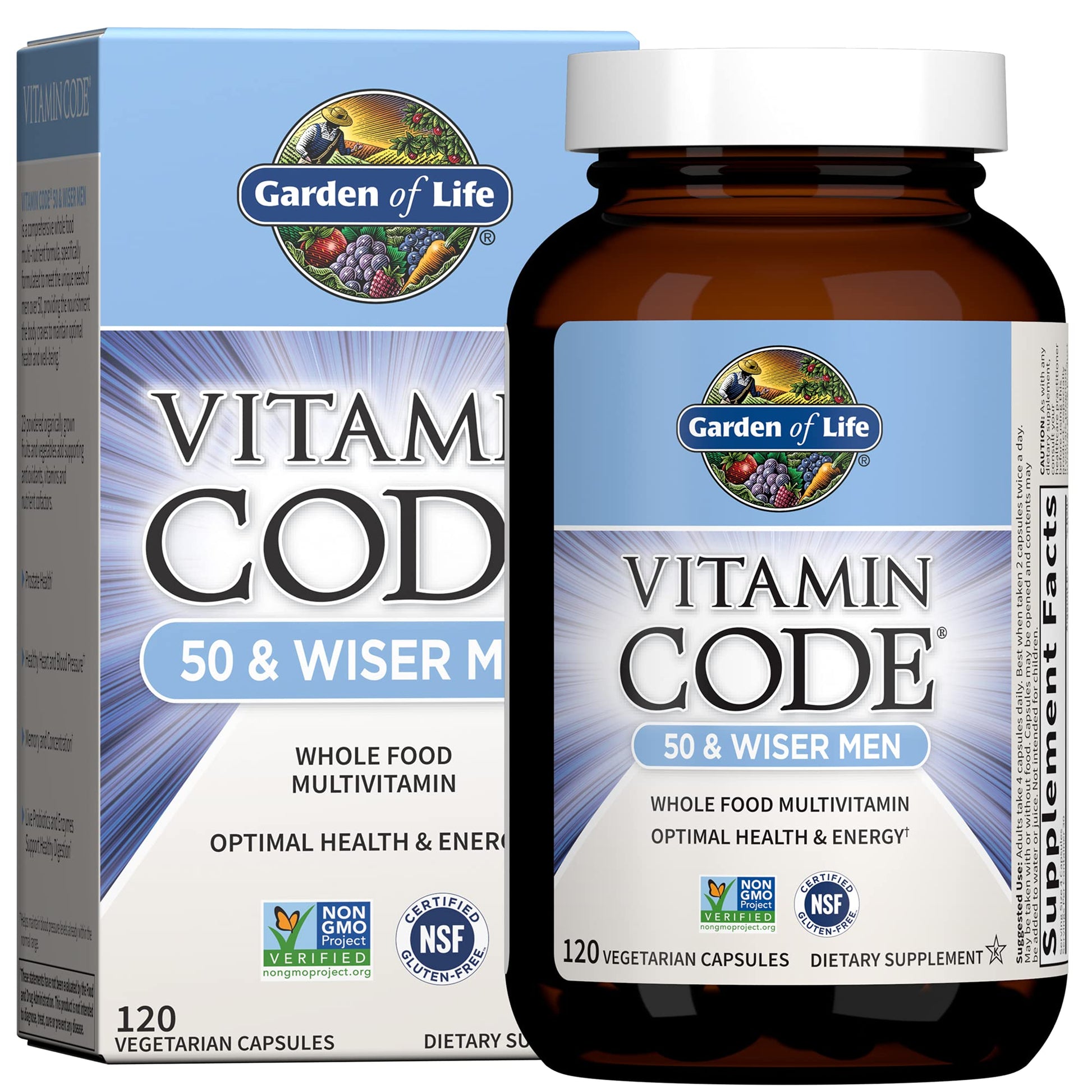 Garden of Life Multivitamin for Men - Vitamin Code 50 & Wiser Men's Raw Whole Food Vitamin Supplement with Probiotics, Vegetarian, 120 Capsules Garden of LifeAu supplements