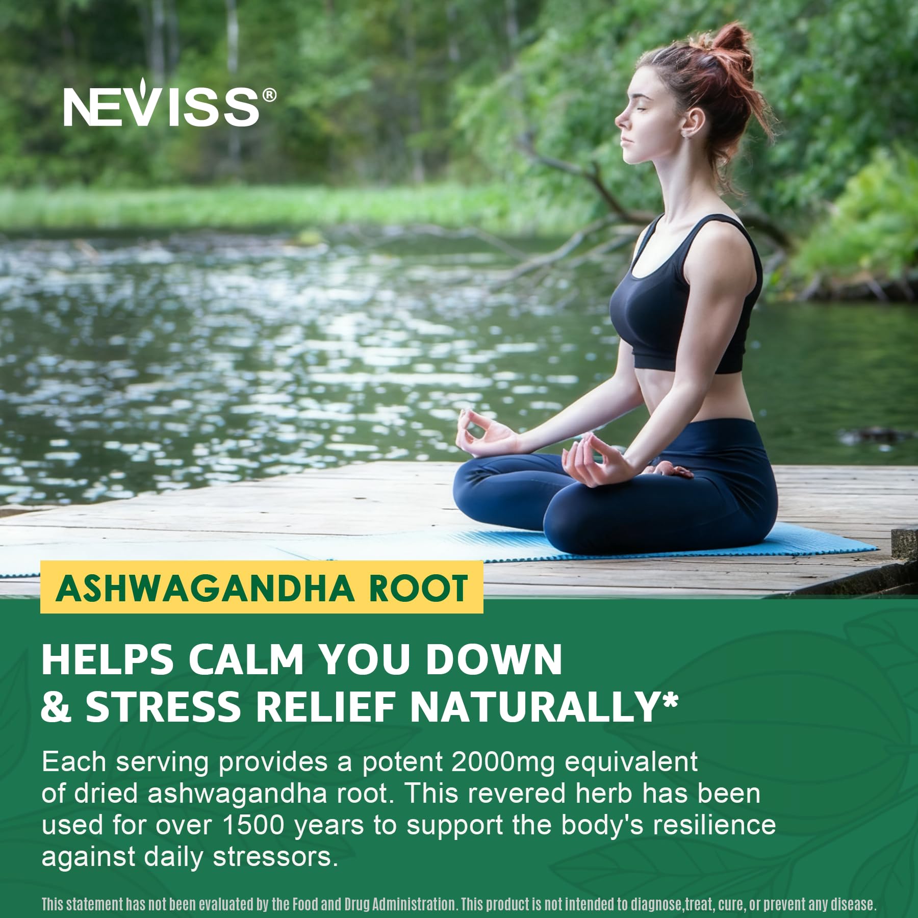 NEVISS Ashwagandha Gummies 2000mg, Feel Refreshed, Plus Proprietary Blend with L-Theanine, 5-HTP, Lemon Balm, Magnesium for Calm, Zzzs & Relaxation Support, 120 Count NEVISSAu supplements