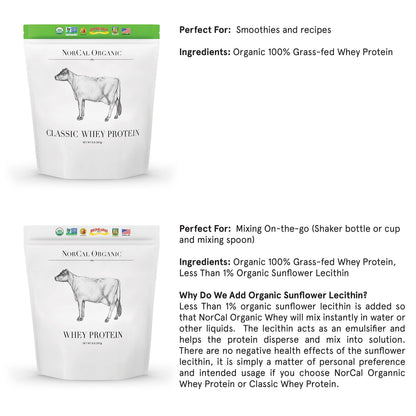 NorCal Organic Unflavored Whey Protein - 2lbs Bulk | 100% Grass-Fed, USDA Certified NorCal OrganicUS supplements