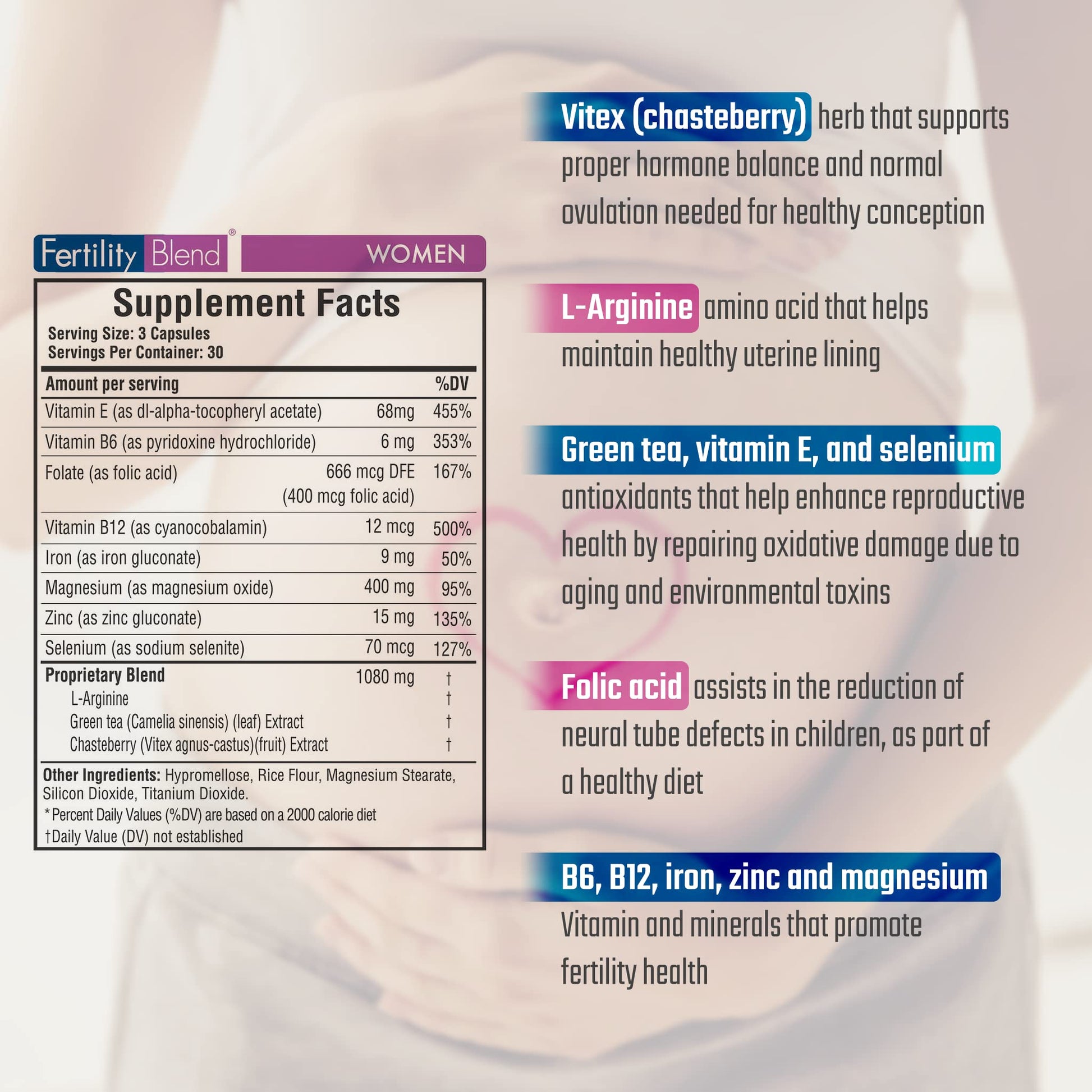 Daily Wellness Fertility Blend for Women - Fertility Supplements for Women, Conception Fertility Prenatal Vitamins, Trying to Conceive Progesterone Supplements, Cycle Support Conception Pills - 1 Pack Fertility BlendAu supplements