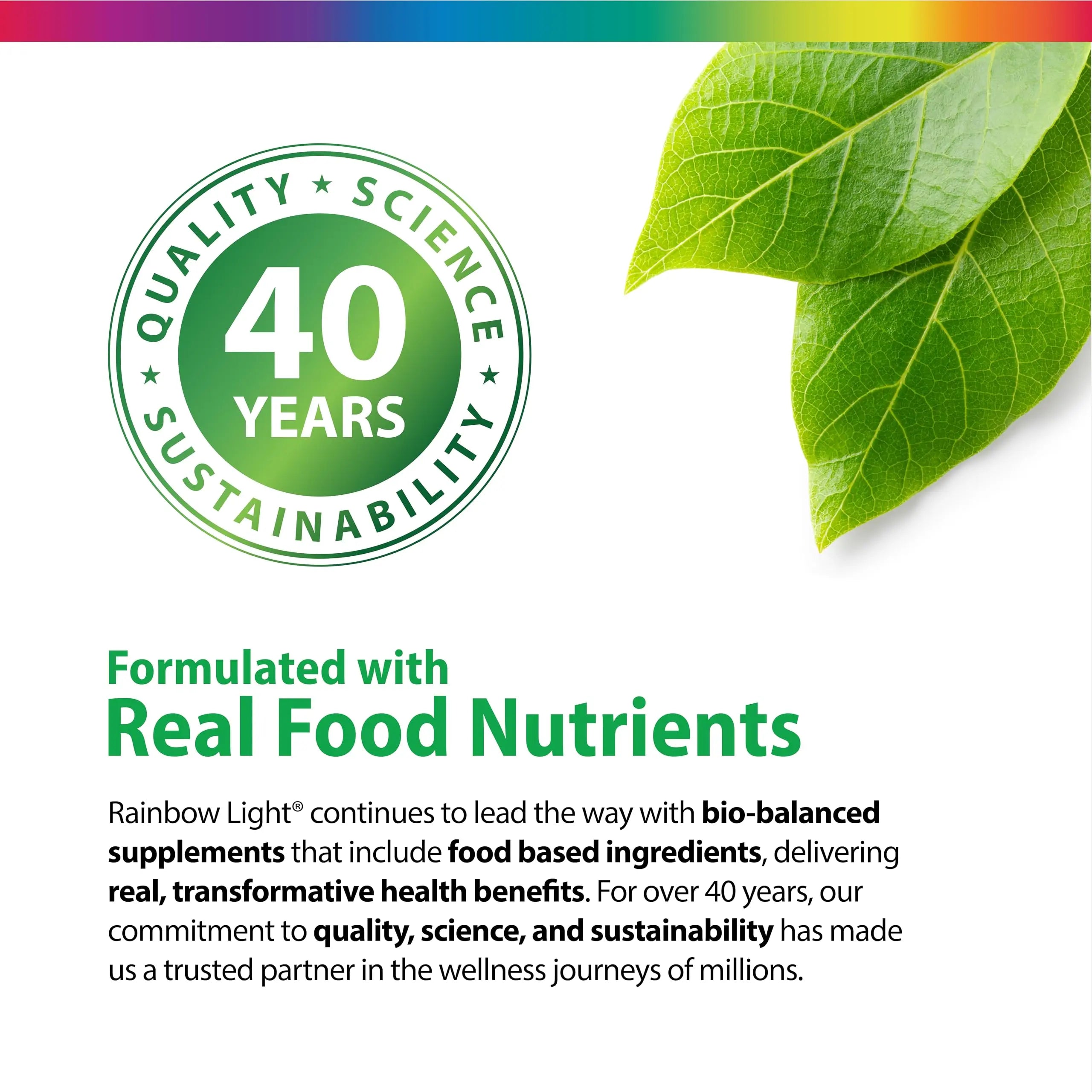 Rainbow Light Teen Multivitamin | 45 Caplets | for Boys and Girls | with DermaComplex, Real Food Nutrients & Iron | Rainbow LightAu supplements