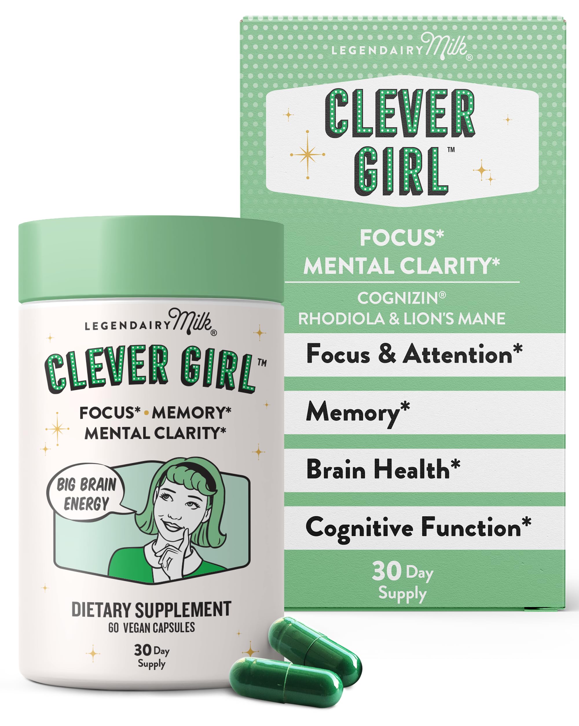 Legendairy Milk Clever Girl - Focus Supplement with Lion’s Mane & Citicoline - Nootropic Lions Mane Supplement for Memory, Focus & Mental Clarity, 30 Servings Legendairy MilkAu supplements