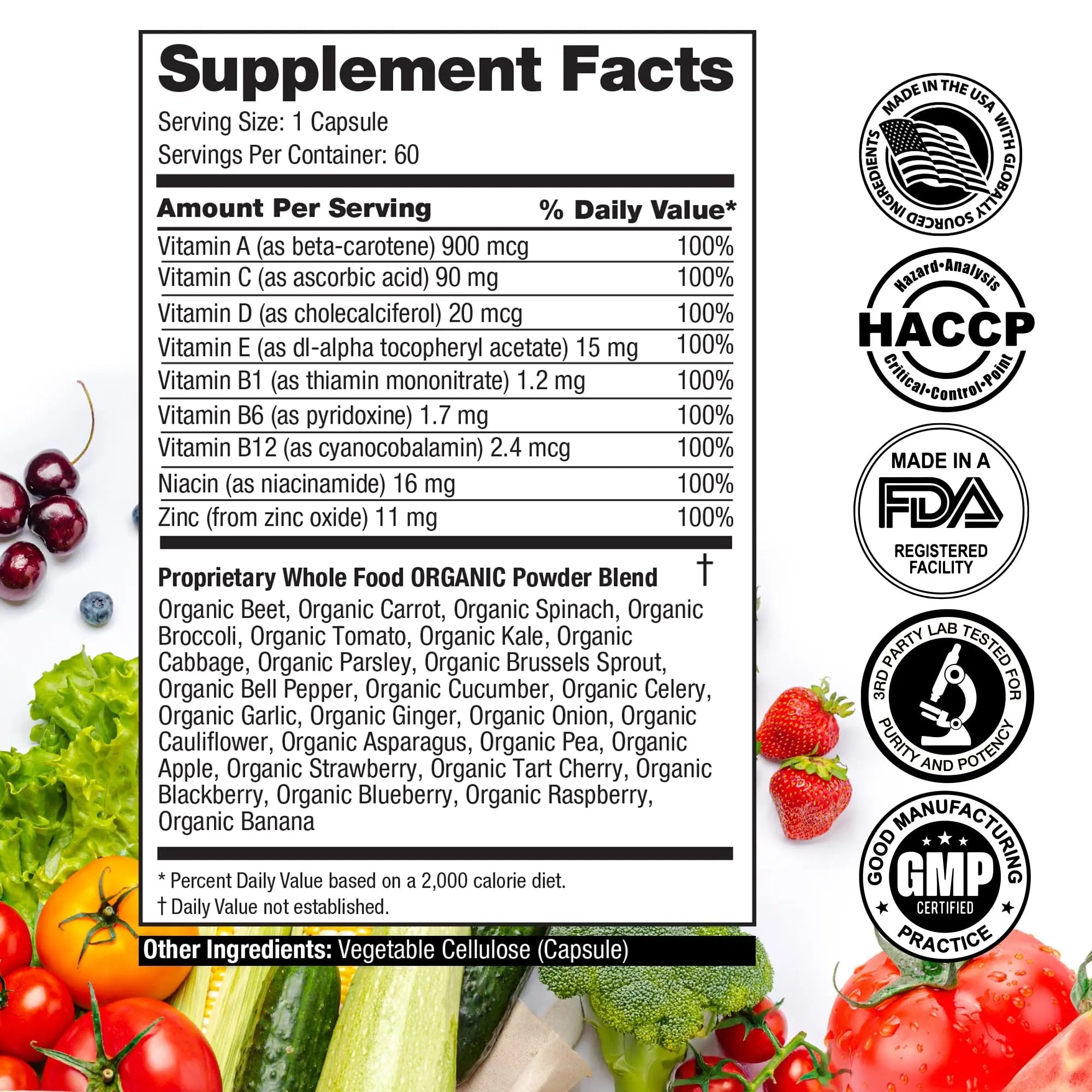 FeelGood Superfoods Vita Fruits and Veggies Capsules - 25 Superfood Ingredients, Fruit and Vegetable Multivitamin, 60 Count FeelGood SuperfoodsAu supplements