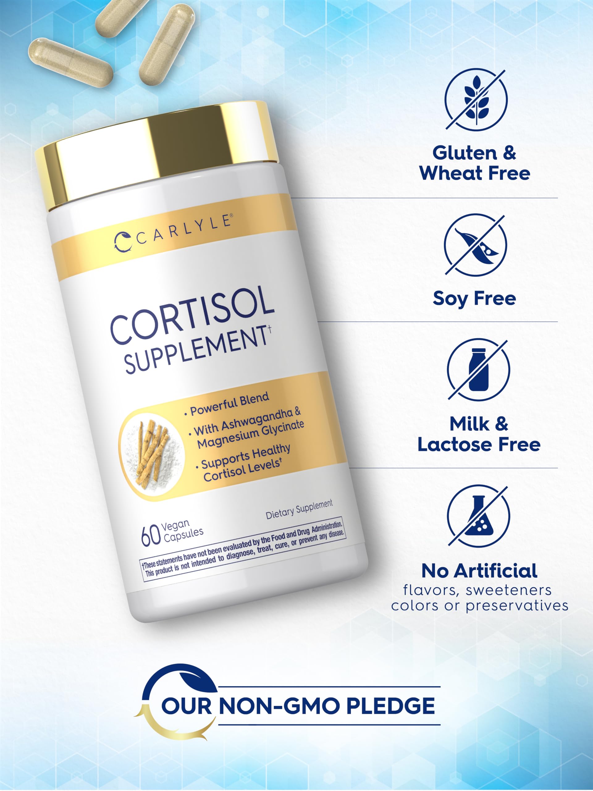 Carlyle Cortisol Supplement | 60 Vegan Capsules | Ashwagandha & Magnesium Complex | Non-GMO, Gluten Free CarlyleAu supplements