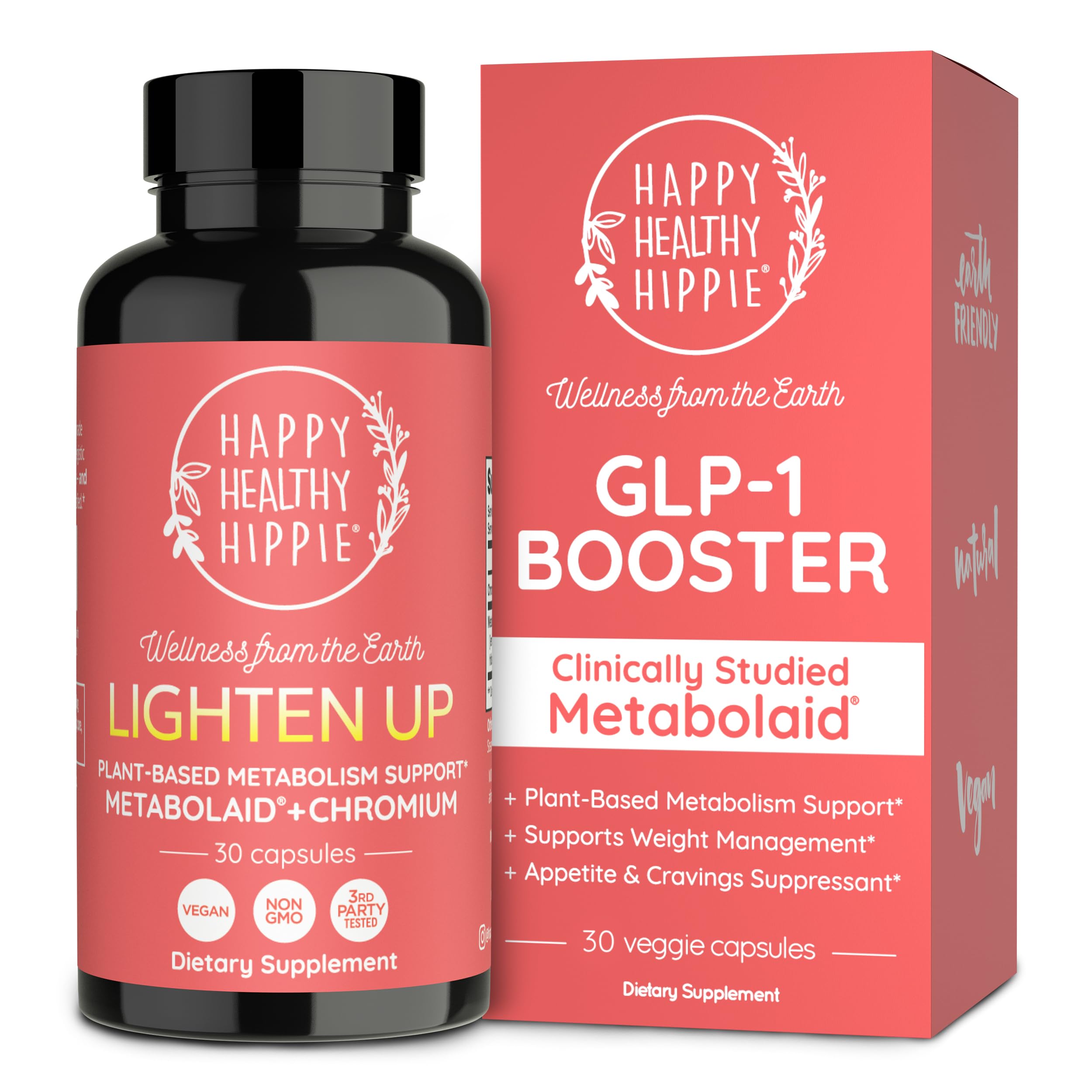 Happy Healthy Hippie GLP-1 Supplement (Metabolaid™ + Chromium) + Appetite Suppressant for Women | Metabolism Booster (AMPK) for Weight | Belly Fat Burner | Hunger & Cravings Control - 30 Vegan Caps Happy Healthy HippieAu supplements